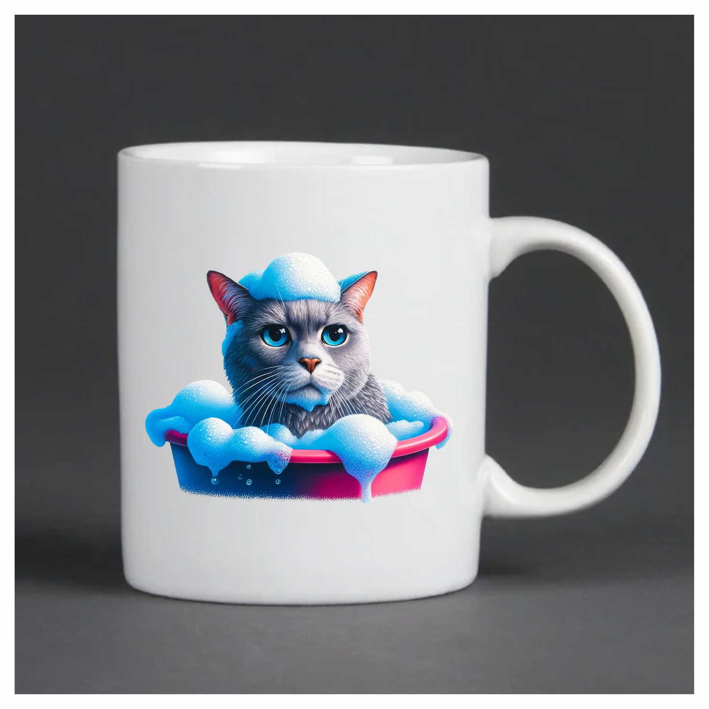 Gray Cat In Pink Bathtub Vinyl Sticker Decal