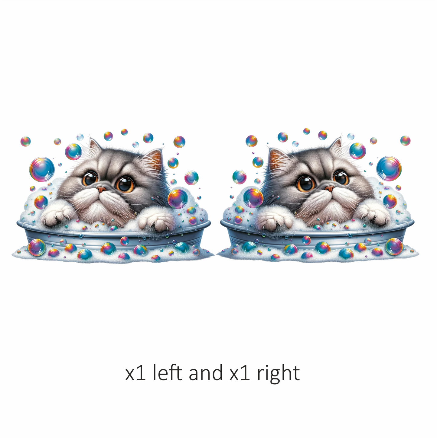 Gray Persian Cat In Soap Bubbles Vinyl Sticker Decal
