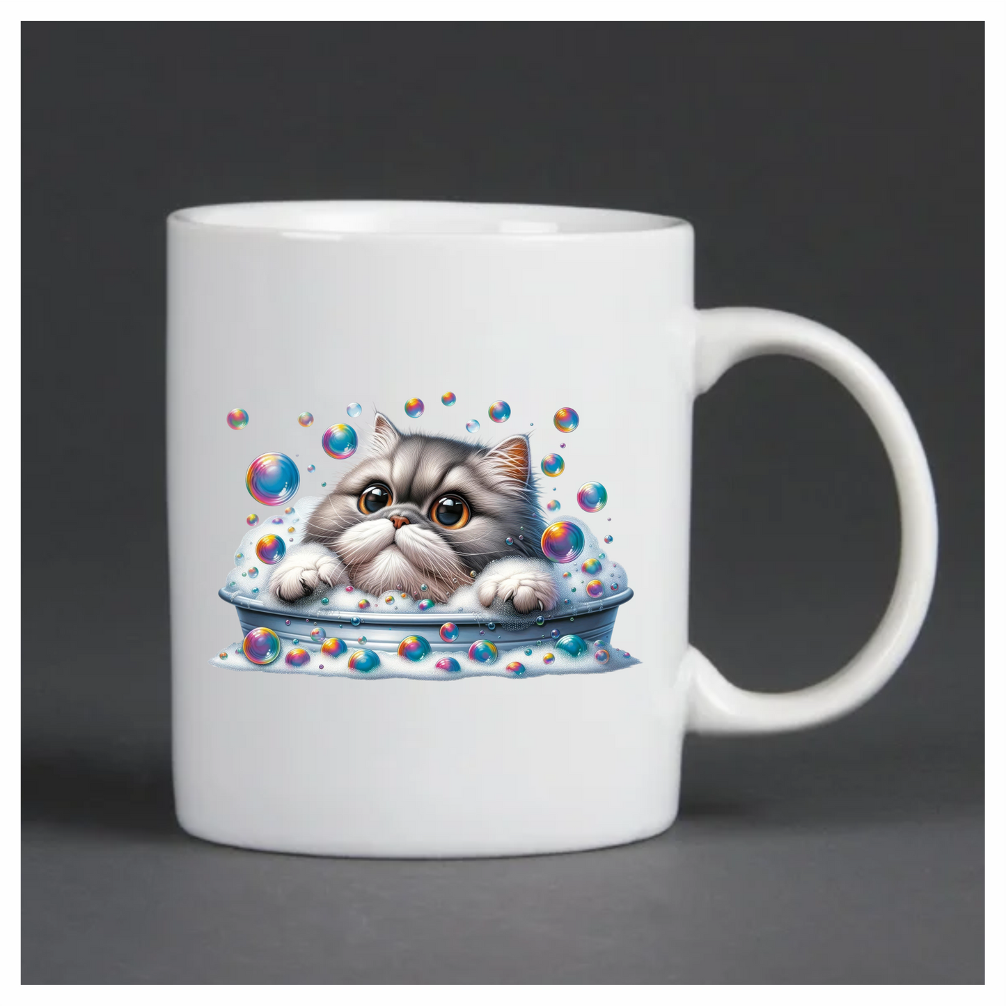 Gray Persian Cat In Soap Bubbles Vinyl Sticker Decal