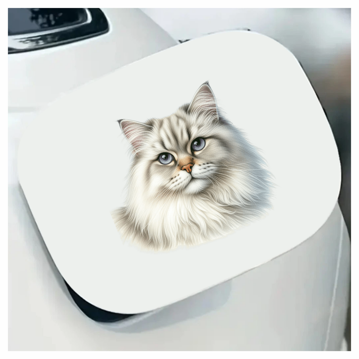 White Siberian Cat With Blue Eyes Vinyl Sticker Decal
