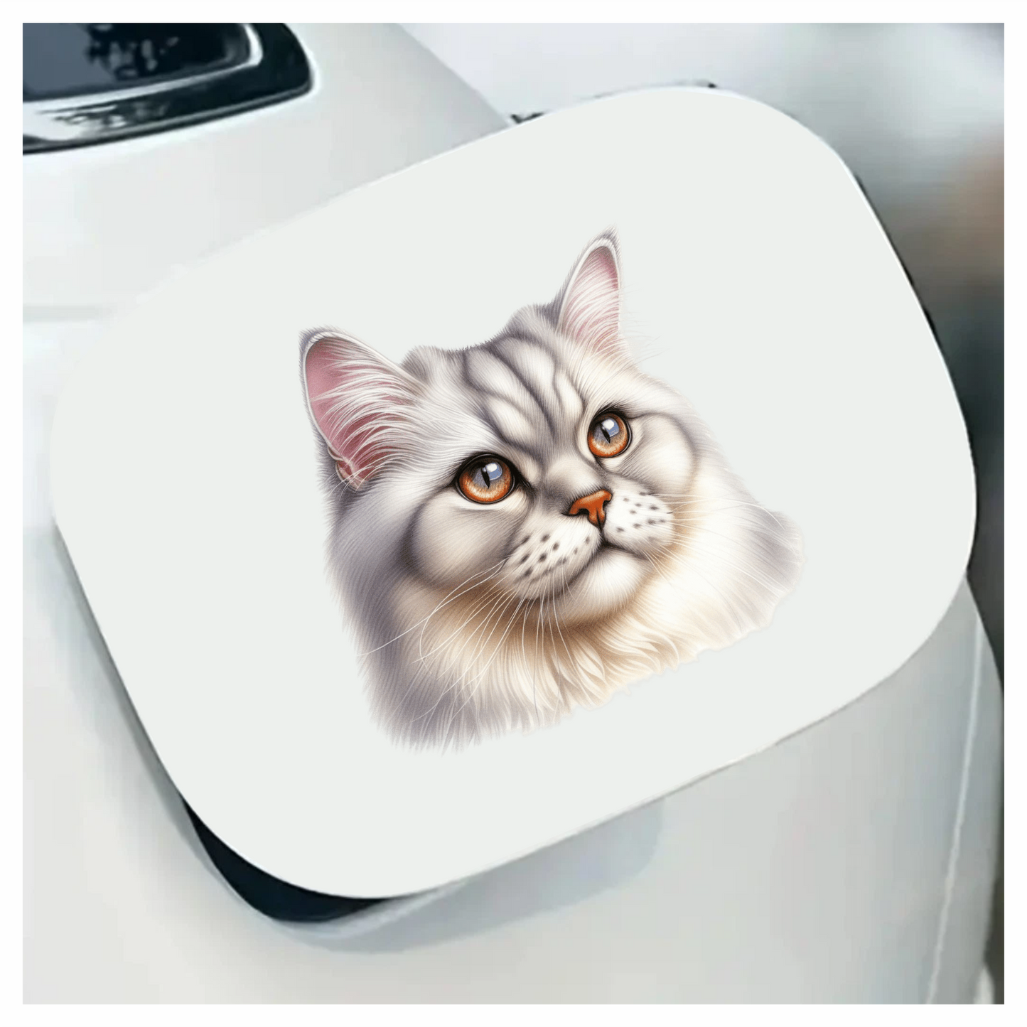 White Persian Cat With Orange Eyes Vinyl Sticker Decal