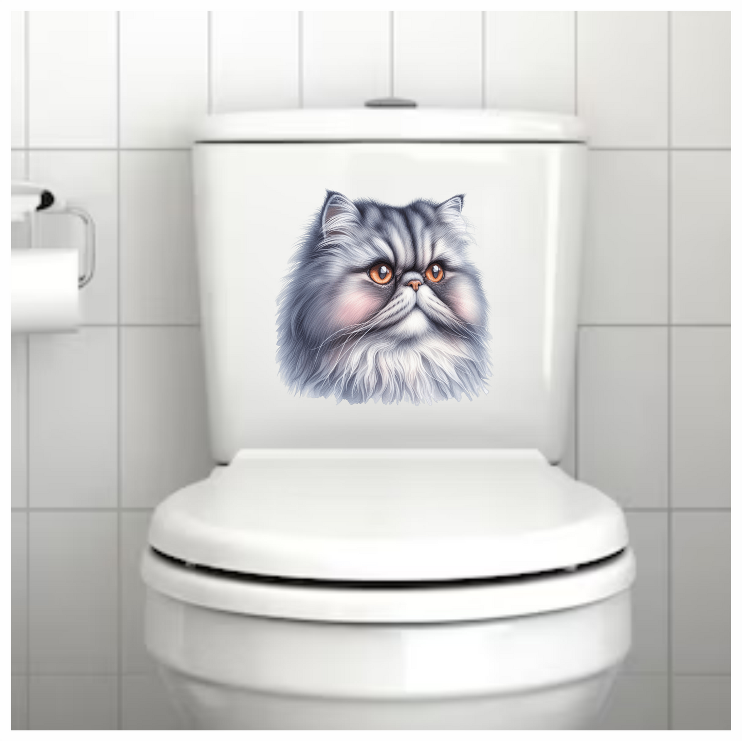Grey Persian Cat With Orange Eyes Vinyl Sticker Decal