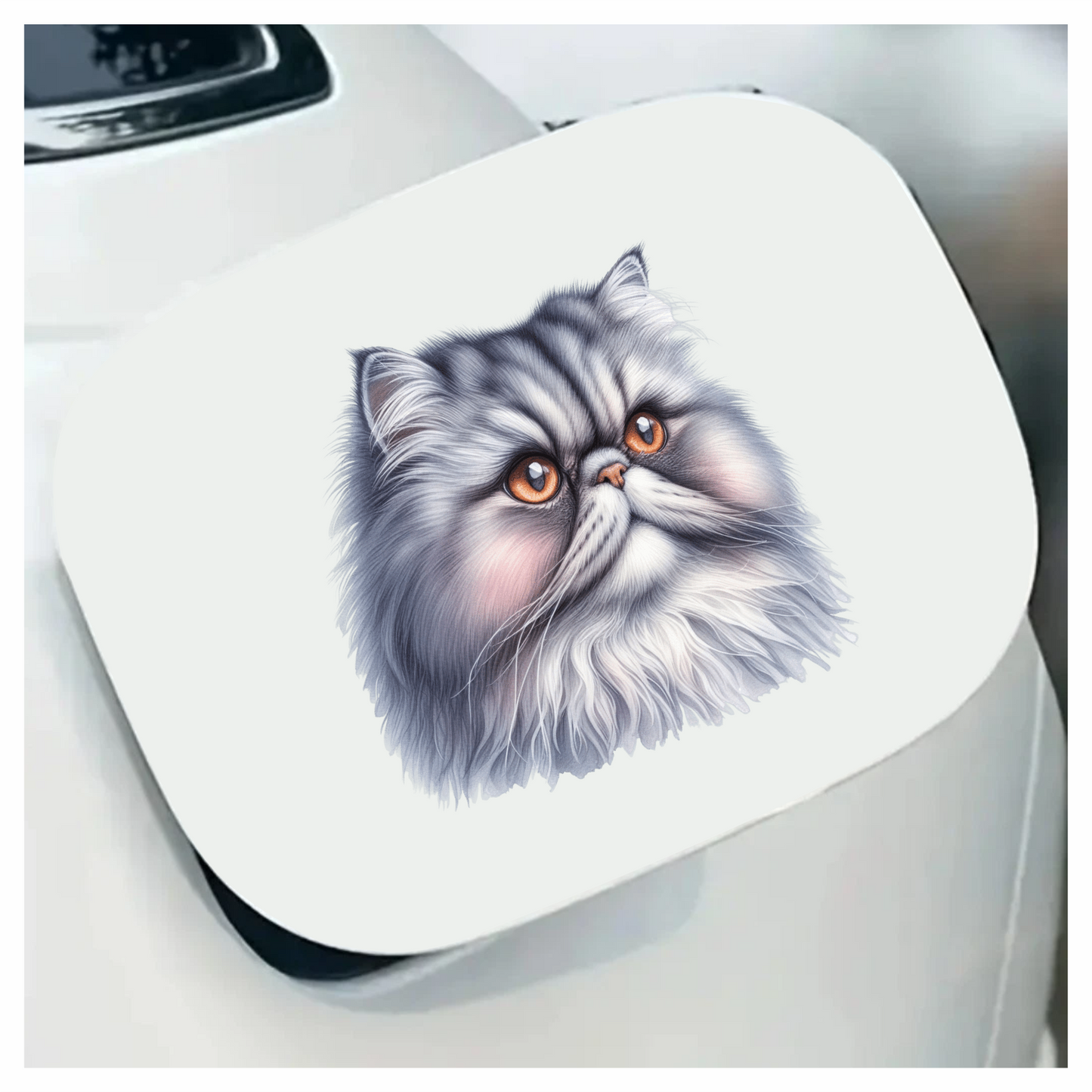 Grey Persian Cat With Orange Eyes Vinyl Sticker Decal