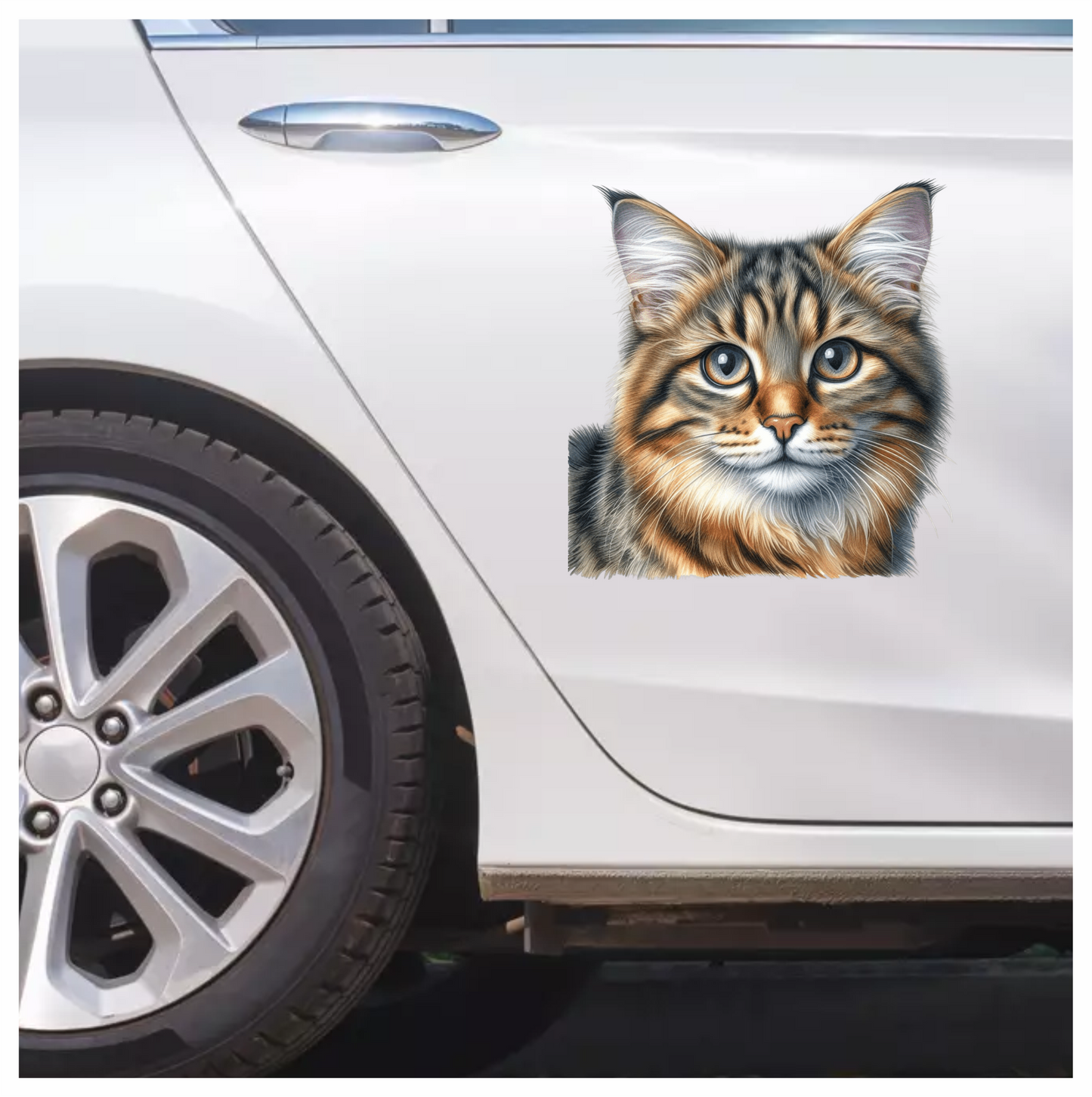 Brown Tabby Cat With Grey Eyes Vinyl Sticker Decal