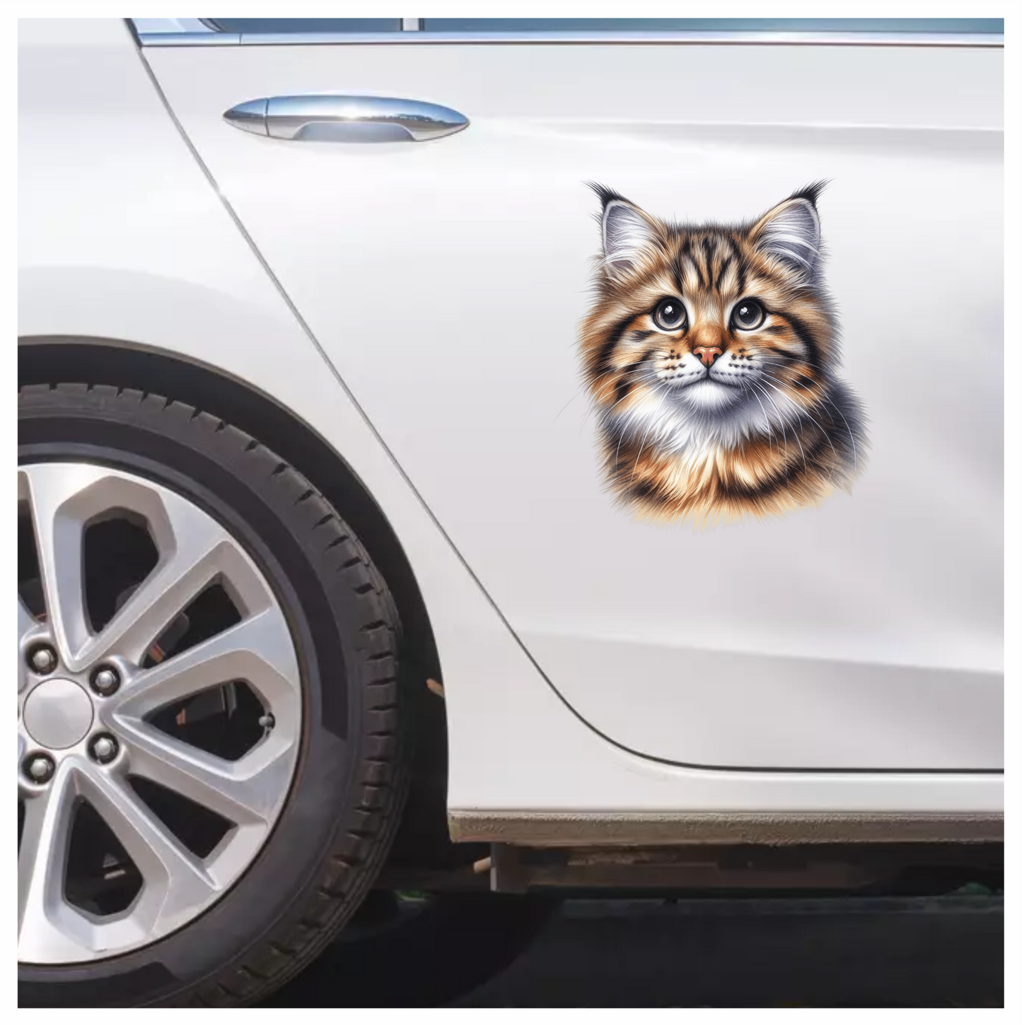 Brown Tabby Cat With Black Eyes Vinyl Sticker Decal