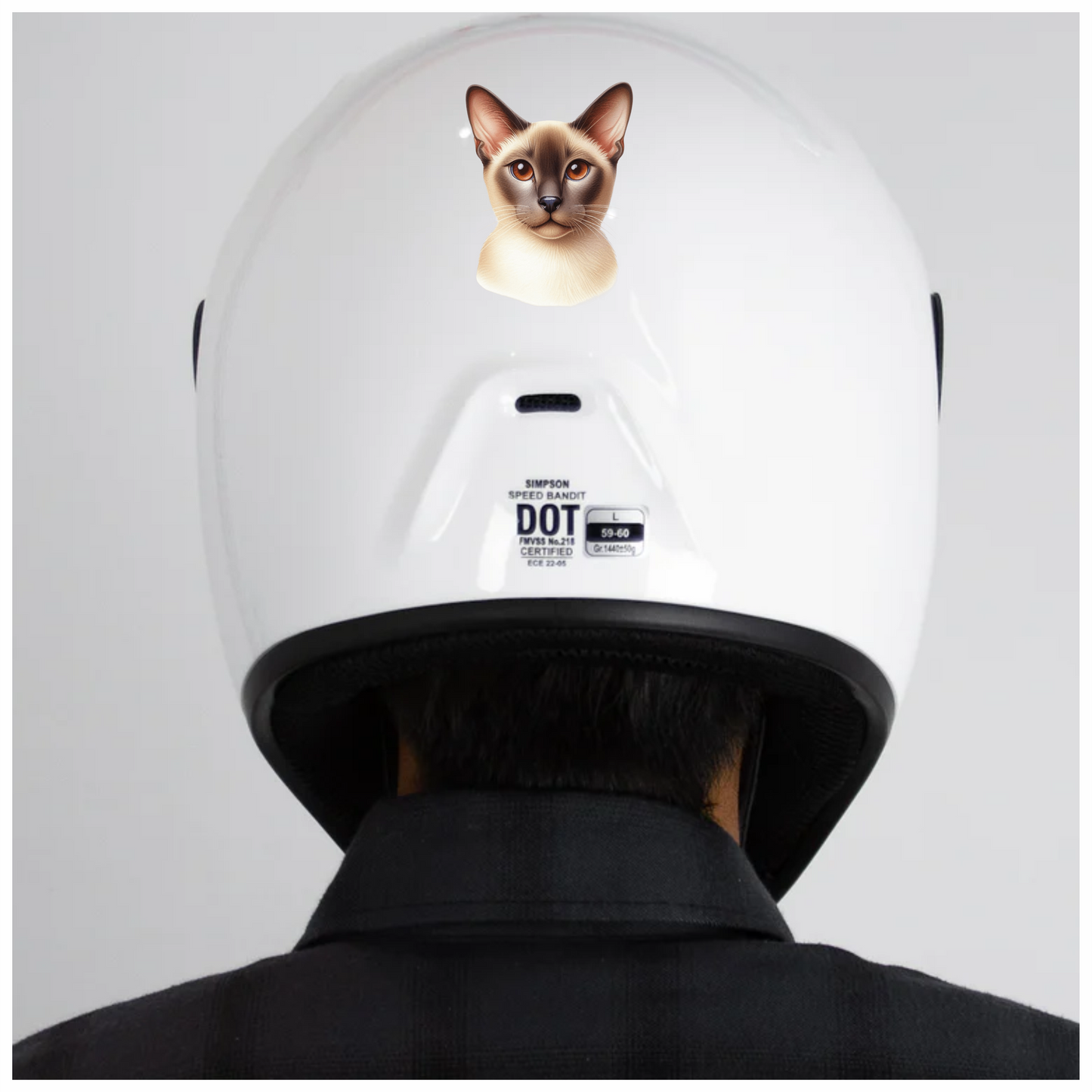 Brown Cat Siamese Face Portrait Vinyl Sticker Decal