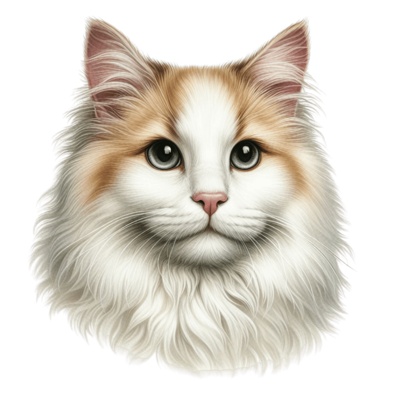 White Orange Cat Longhair Portrait Vinyl Sticker Decal