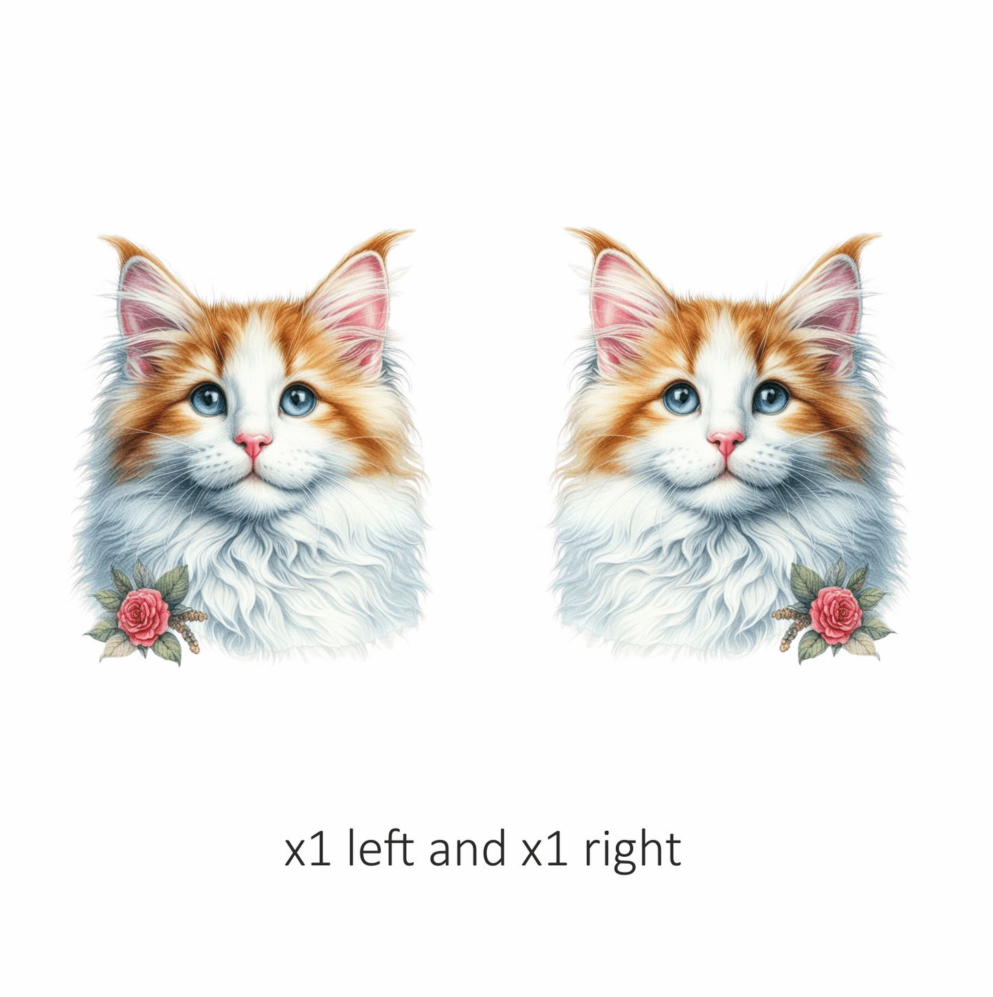 Orange White Cat Mainecoon Flower Vinyl Sticker Decal
