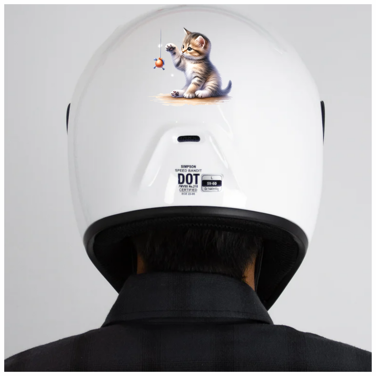 Brown Tabby Kitten Playing Toy Vinyl Sticker Decal