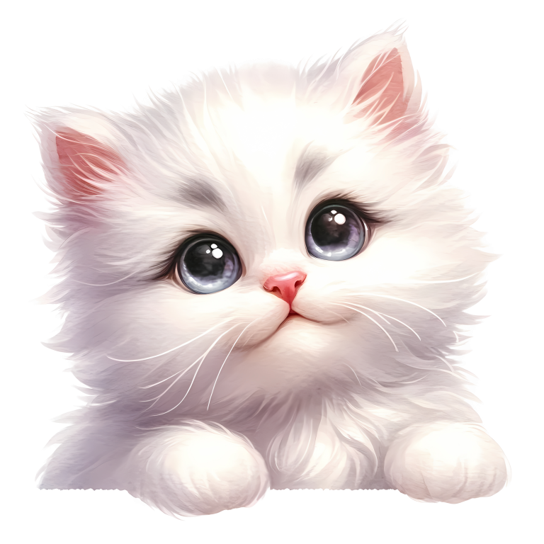White Fluffy Kitten Persian Cute Vinyl Sticker Decal
