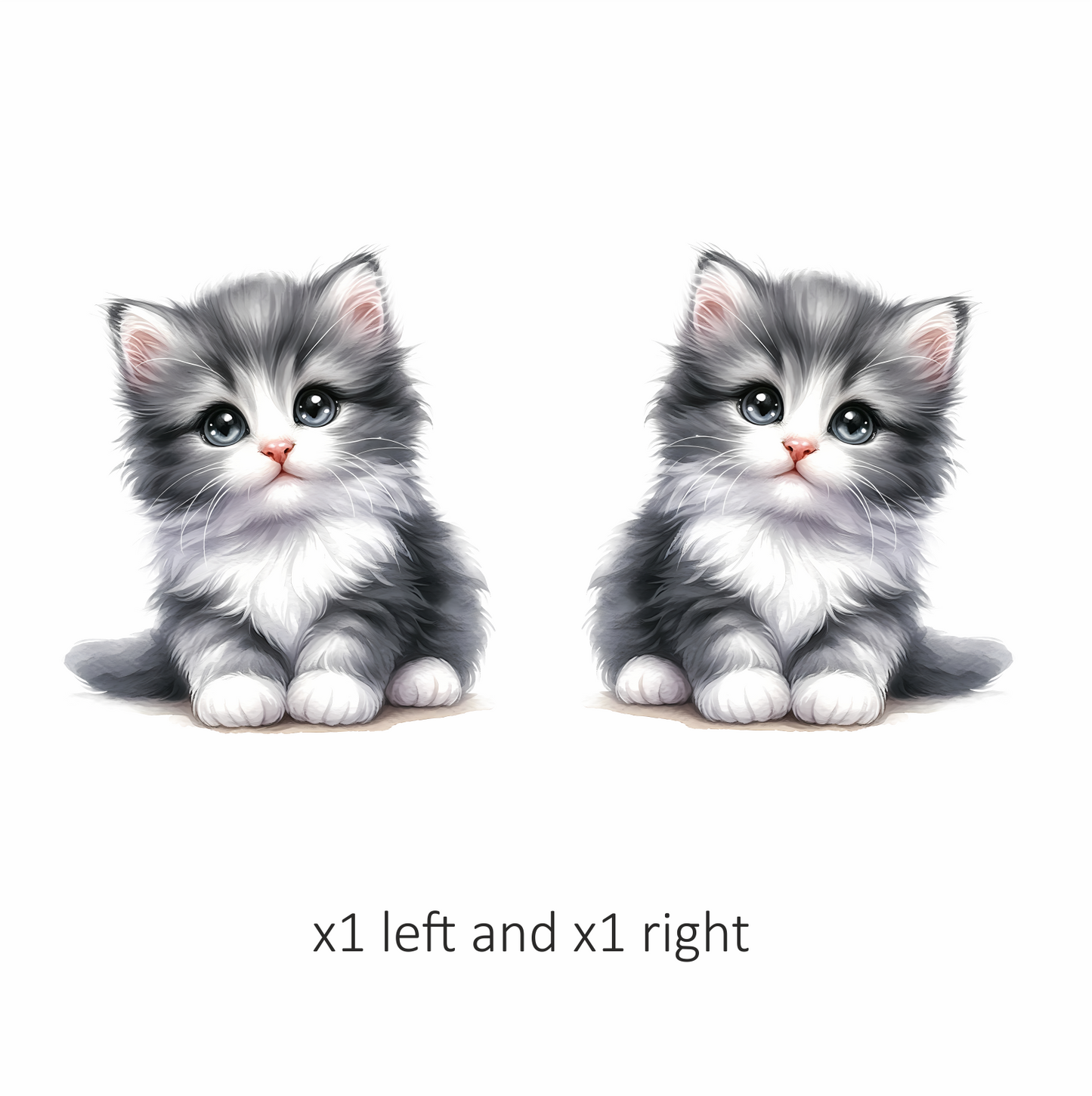 Grey White Kitten Fluffy Cute Vinyl Sticker Decal