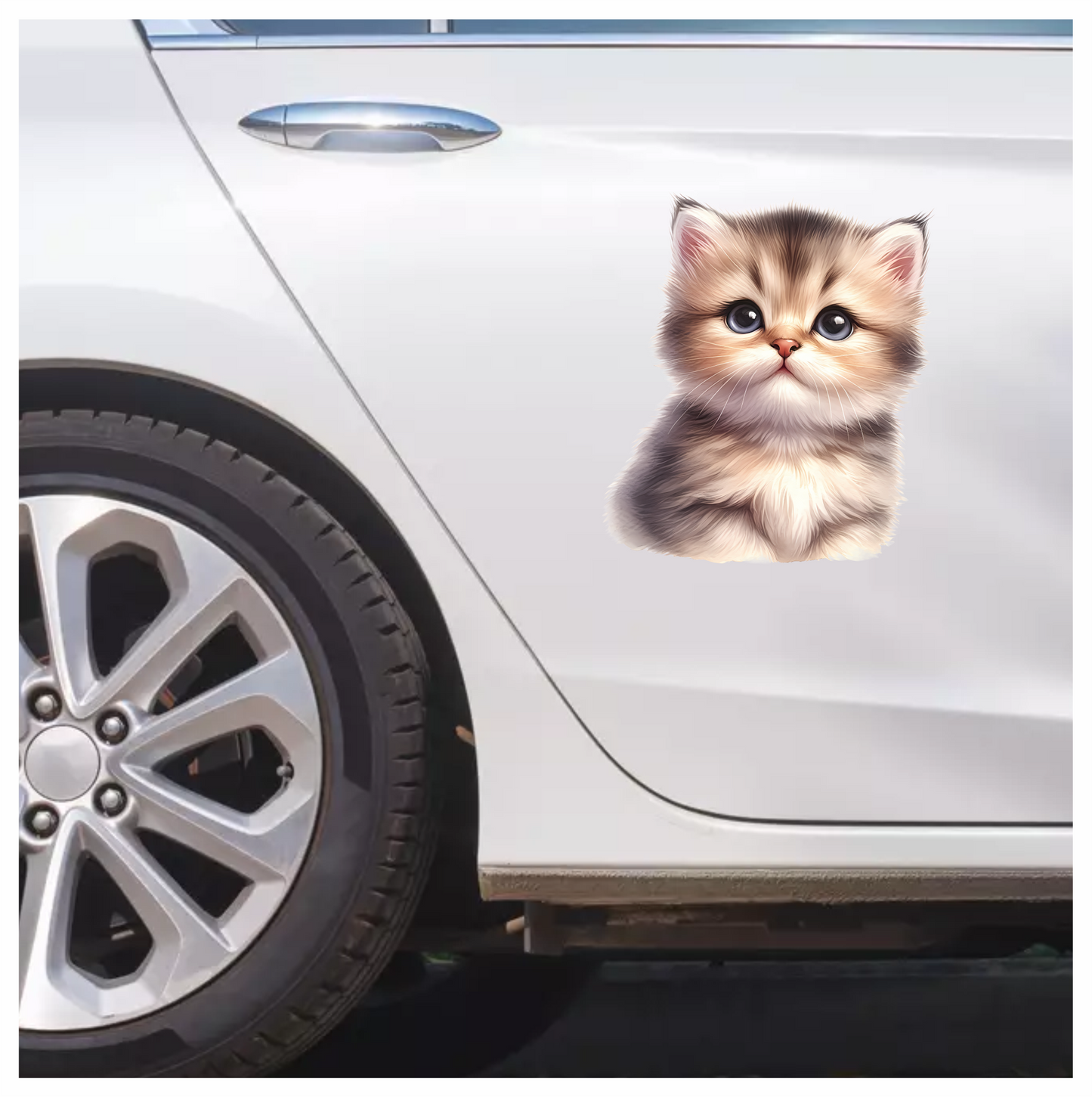 Brown Fluffy Kitten Persian Breed Vinyl Sticker Decal