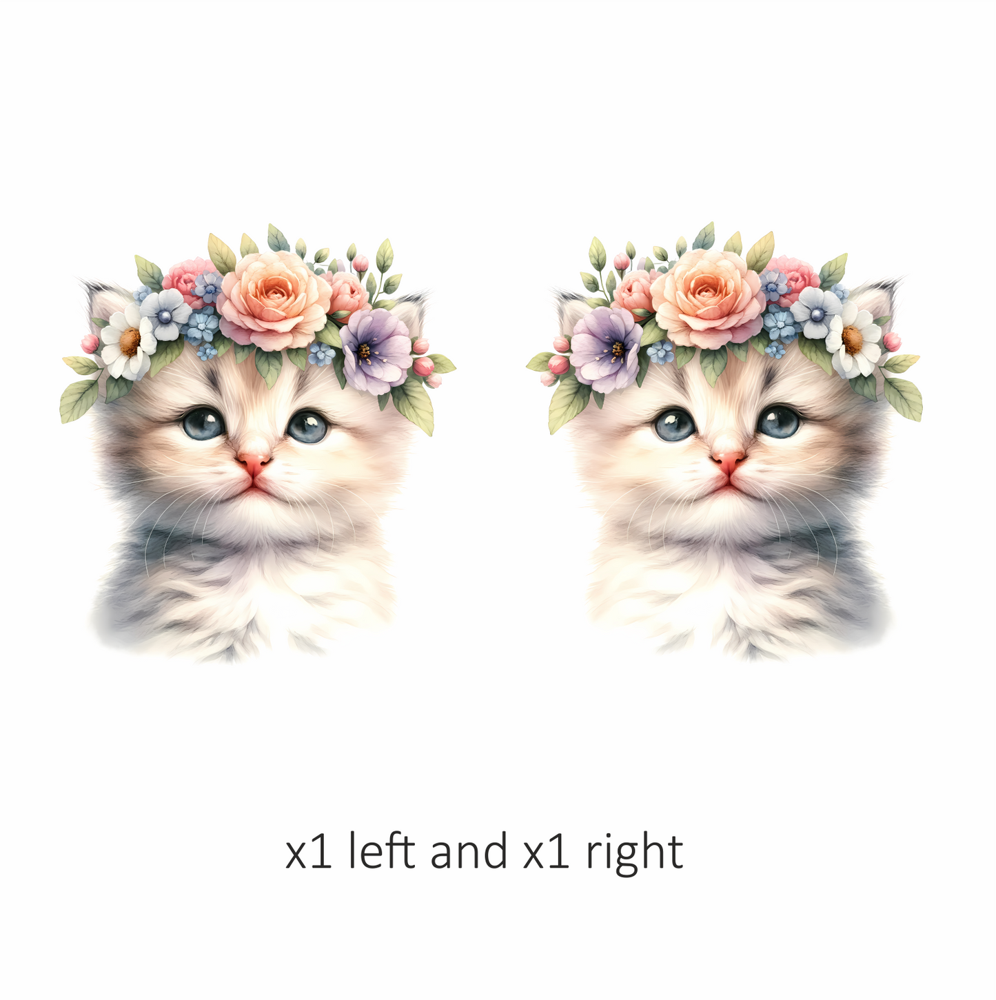 White Kitten Floral Crown Cute Vinyl Sticker Decal