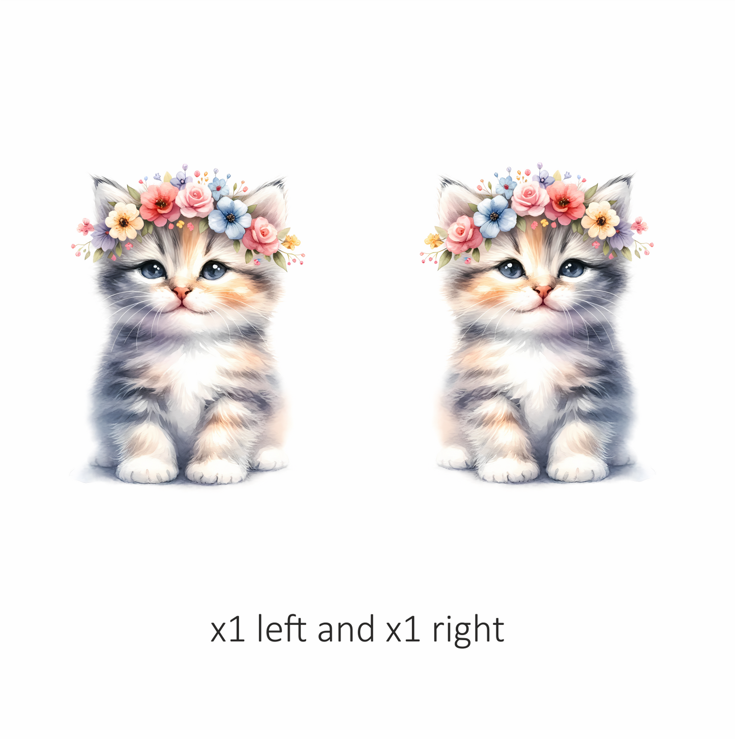 Grey Kitten Floral Crown Cute Vinyl Sticker Decal