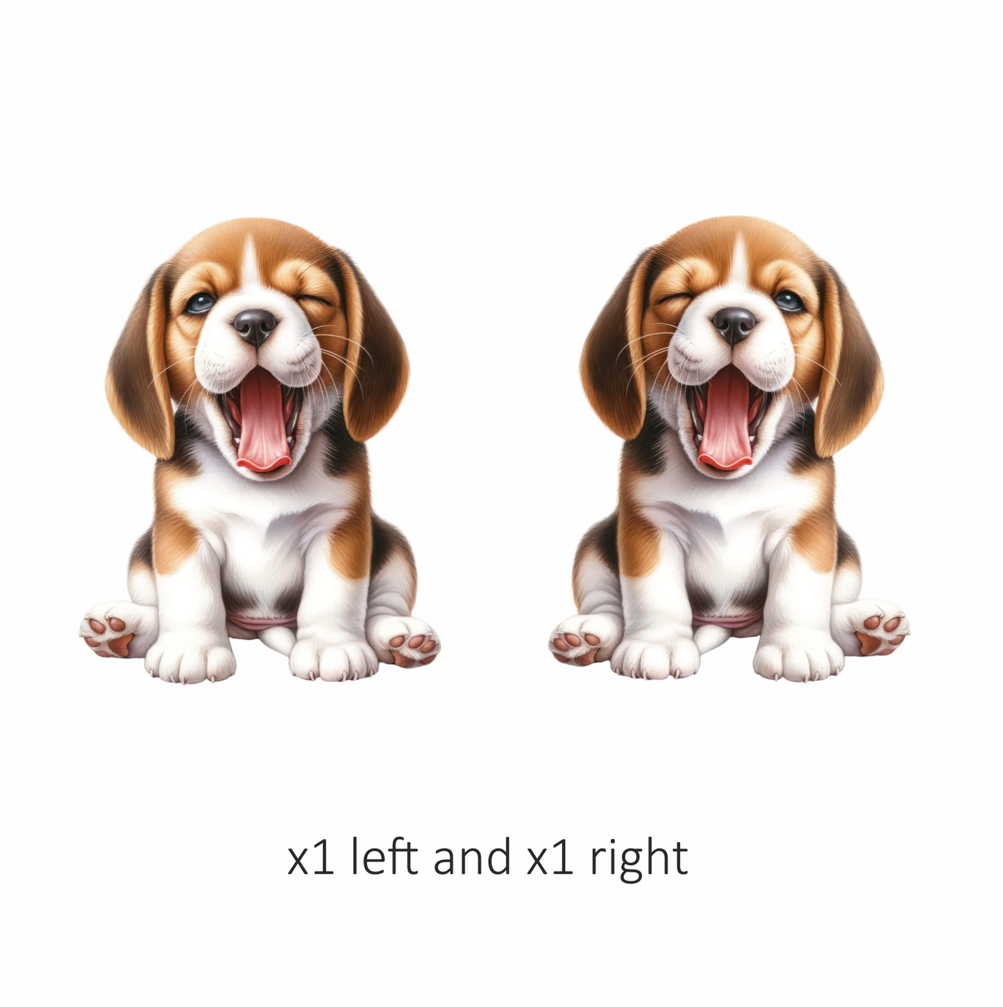 Brown White Puppy Beagle Yawning Vinyl Sticker Decal