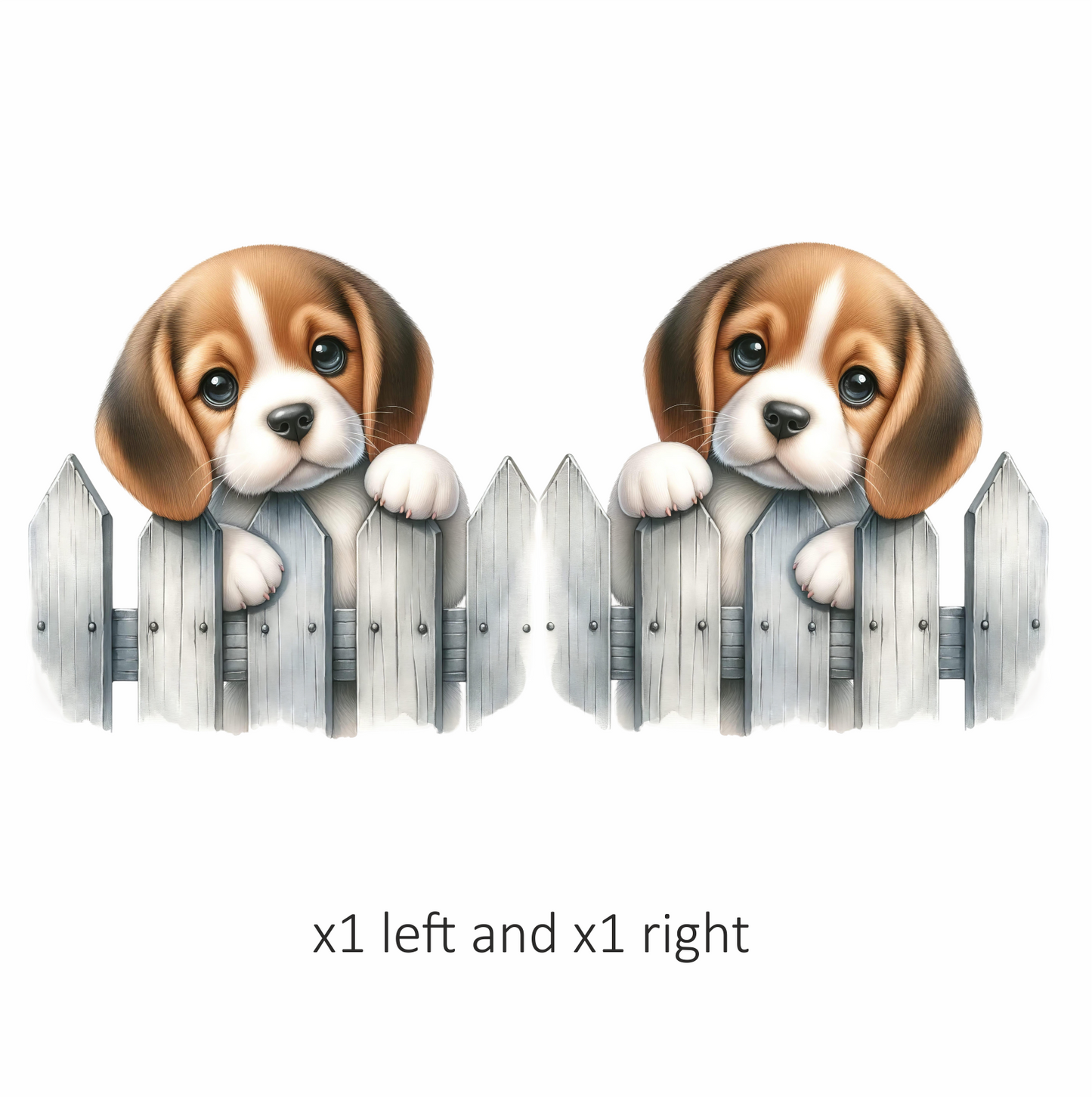 Brown White Beagle Puppy Fence Vinyl Sticker Decal