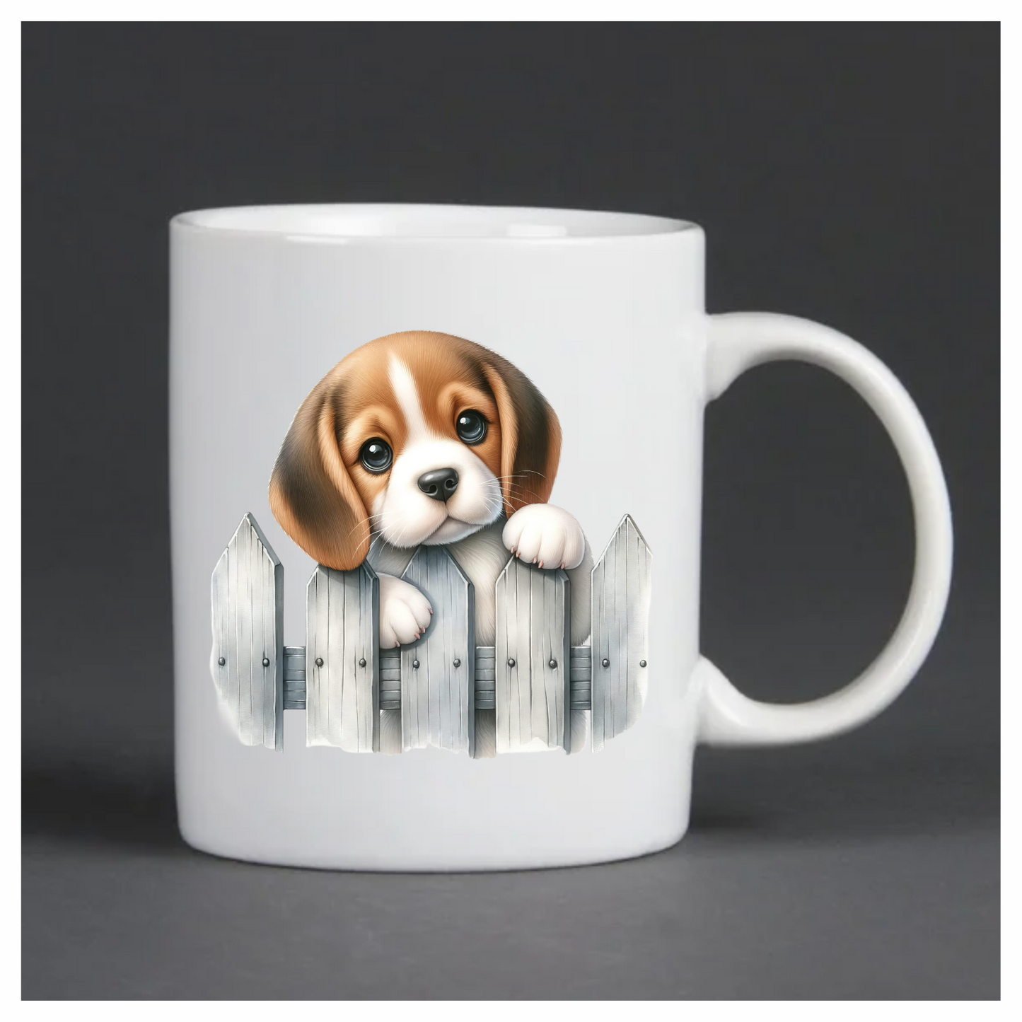 Brown White Beagle Puppy Fence Vinyl Sticker Decal