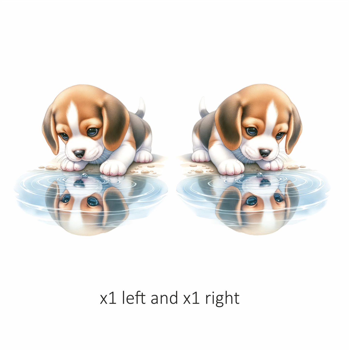 Brown Puppy Beagle Water Reflection Vinyl Sticker Decal