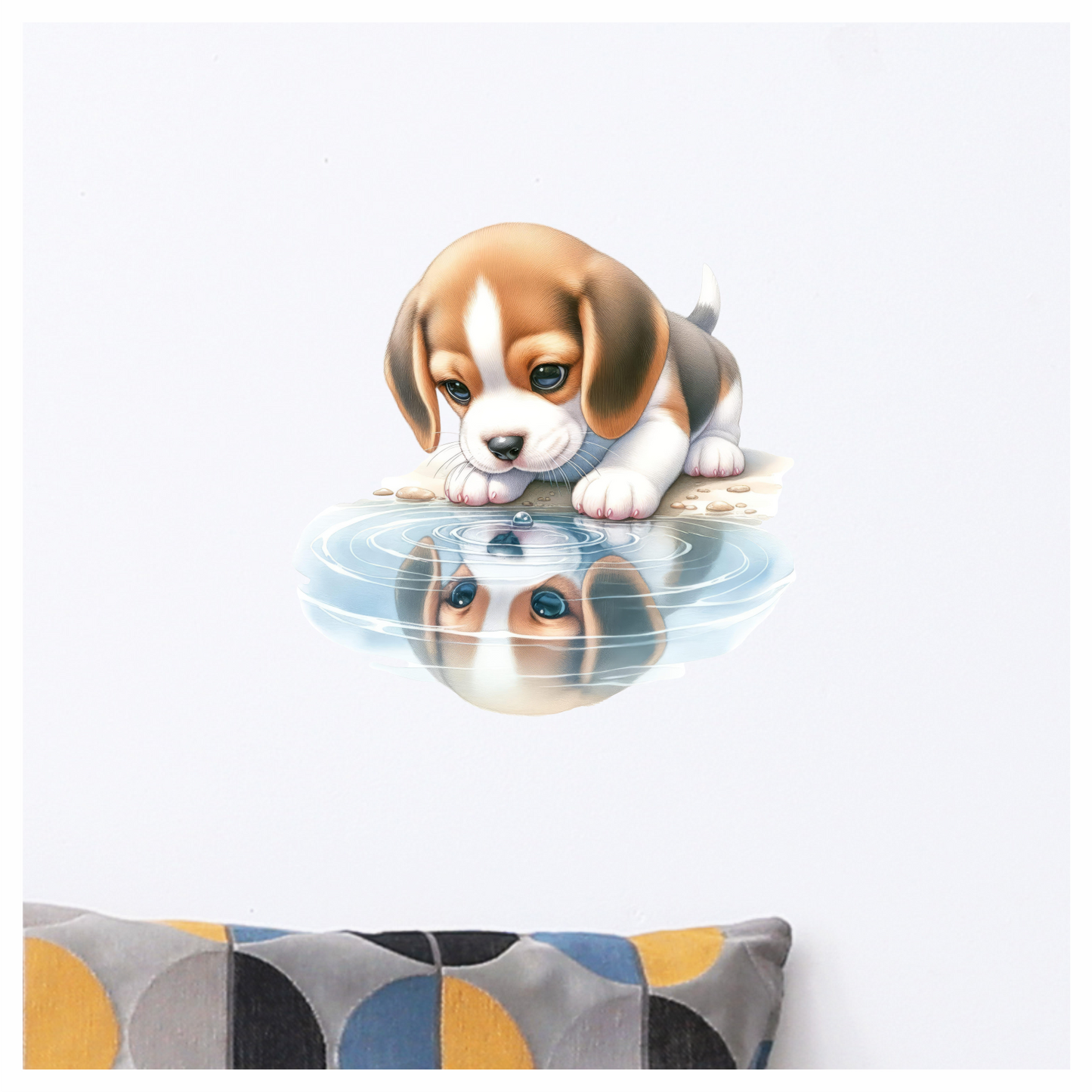 Brown Puppy Beagle Water Reflection Vinyl Sticker Decal