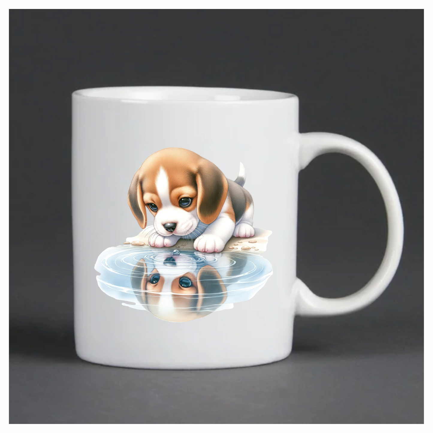 Brown Puppy Beagle Water Reflection Vinyl Sticker Decal