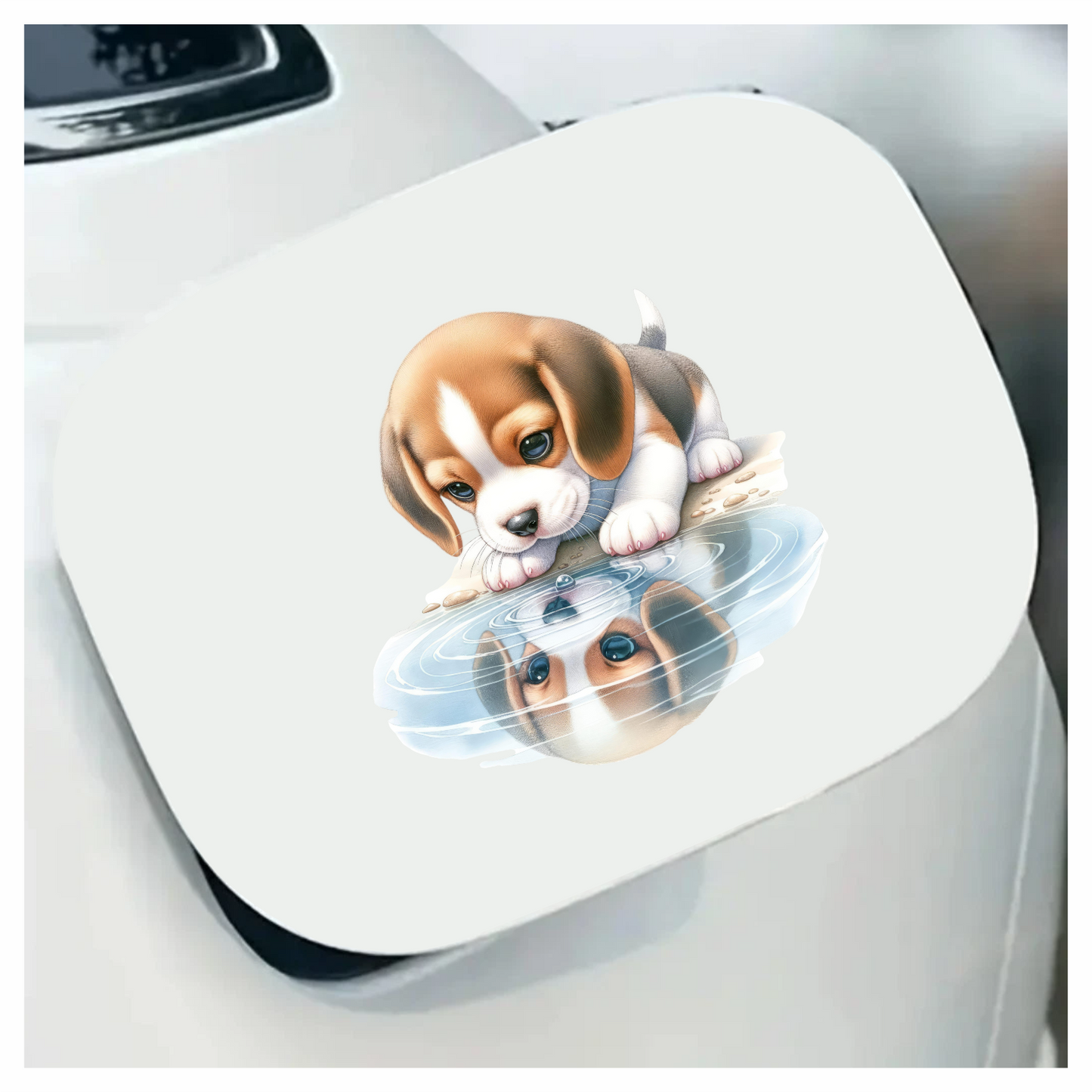 Brown Puppy Beagle Water Reflection Vinyl Sticker Decal