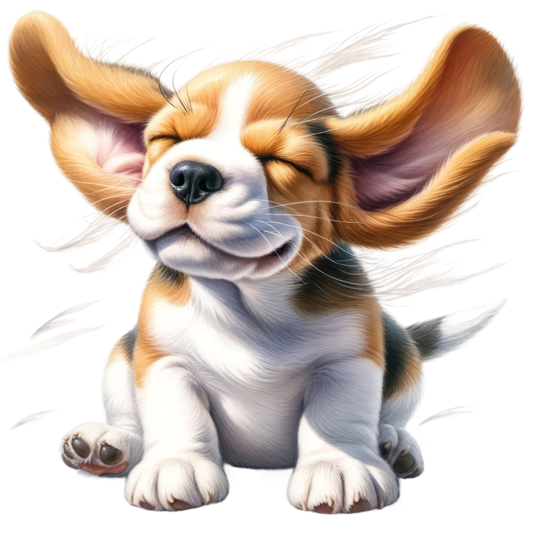 Brown White Puppy Beagle Sitting Happy Vinyl Sticker Decal