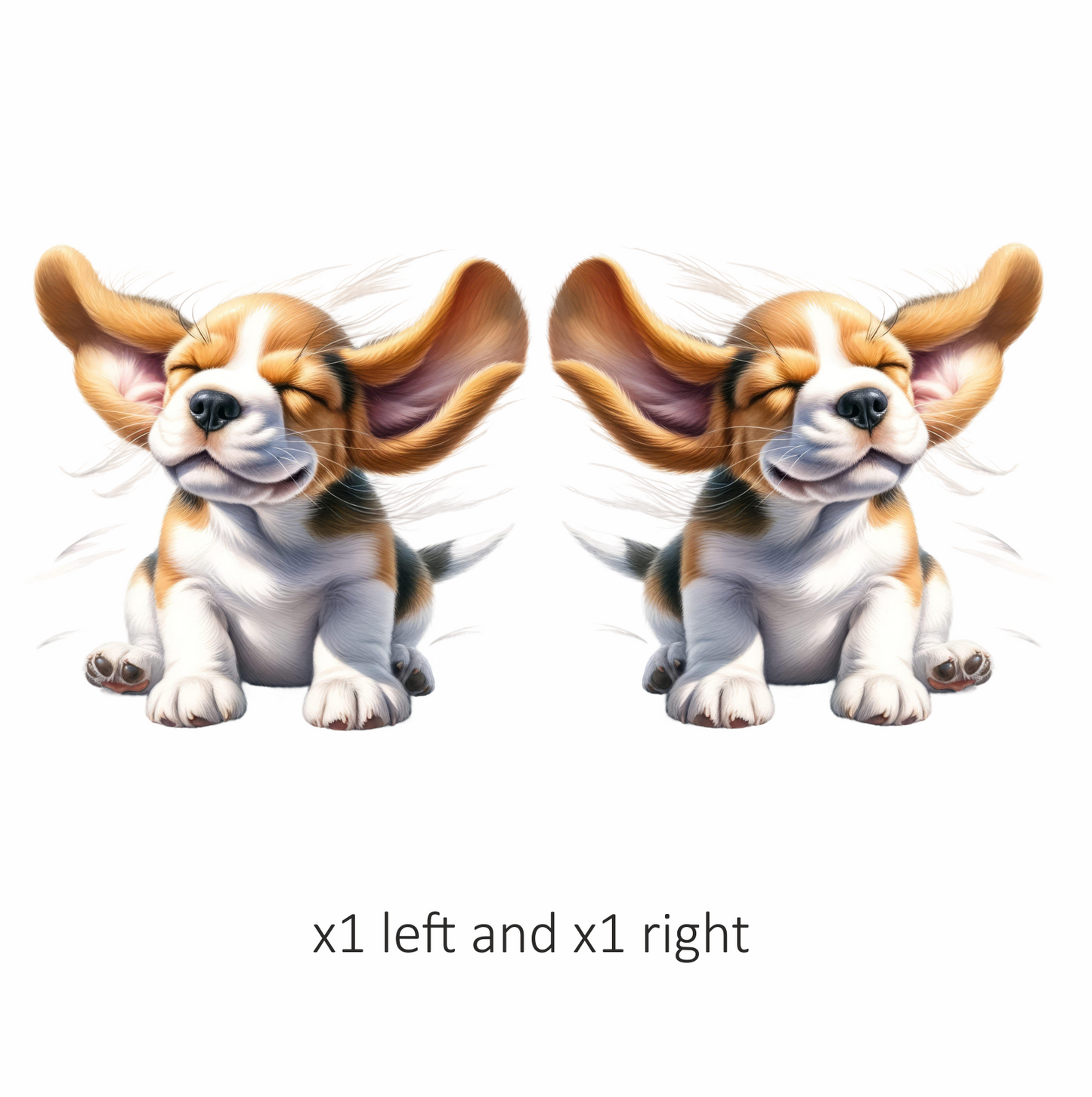 Brown White Puppy Beagle Sitting Happy Vinyl Sticker Decal