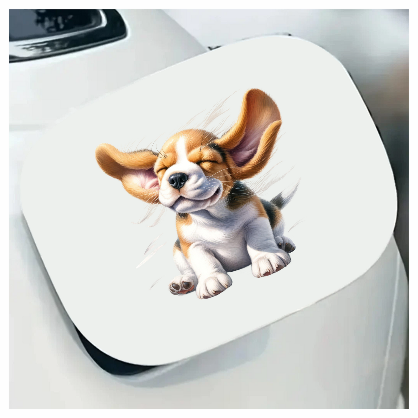 Brown White Puppy Beagle Sitting Happy Vinyl Sticker Decal