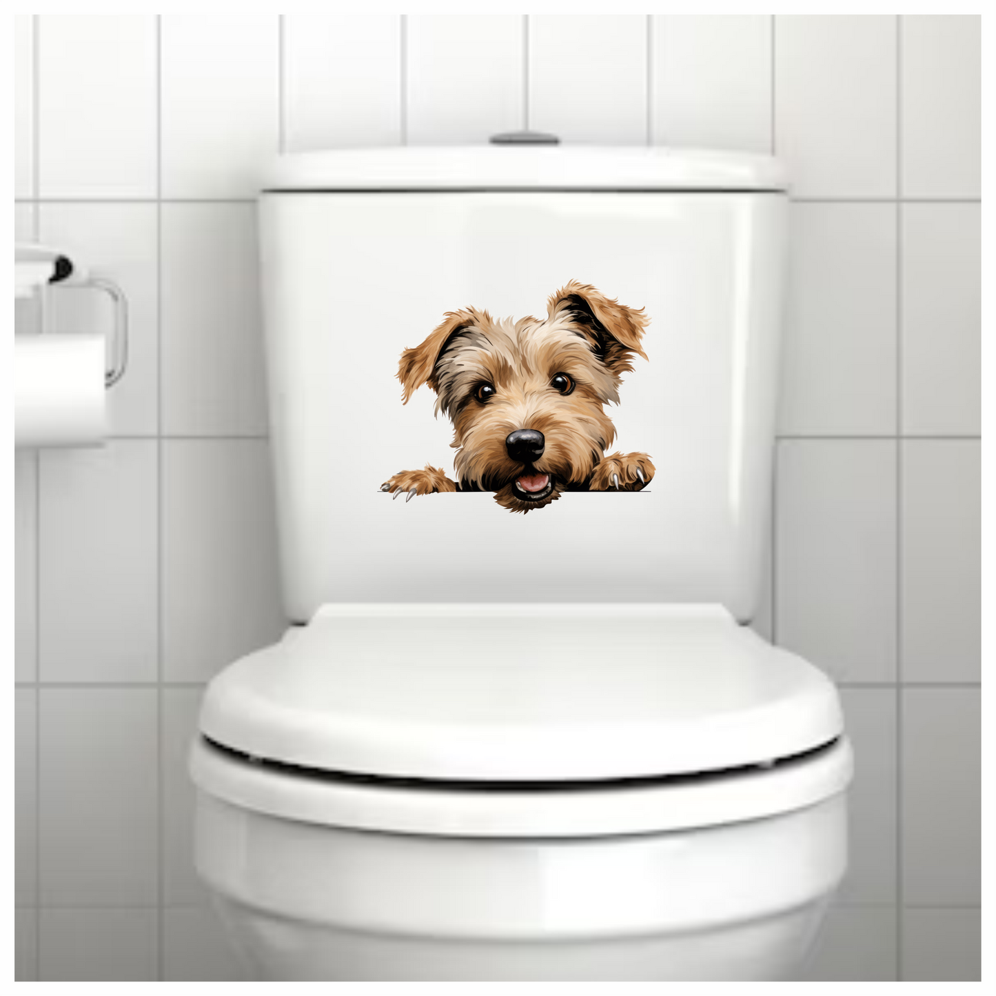 Brown Dog Terrier Happy Face Vinyl Sticker Decal
