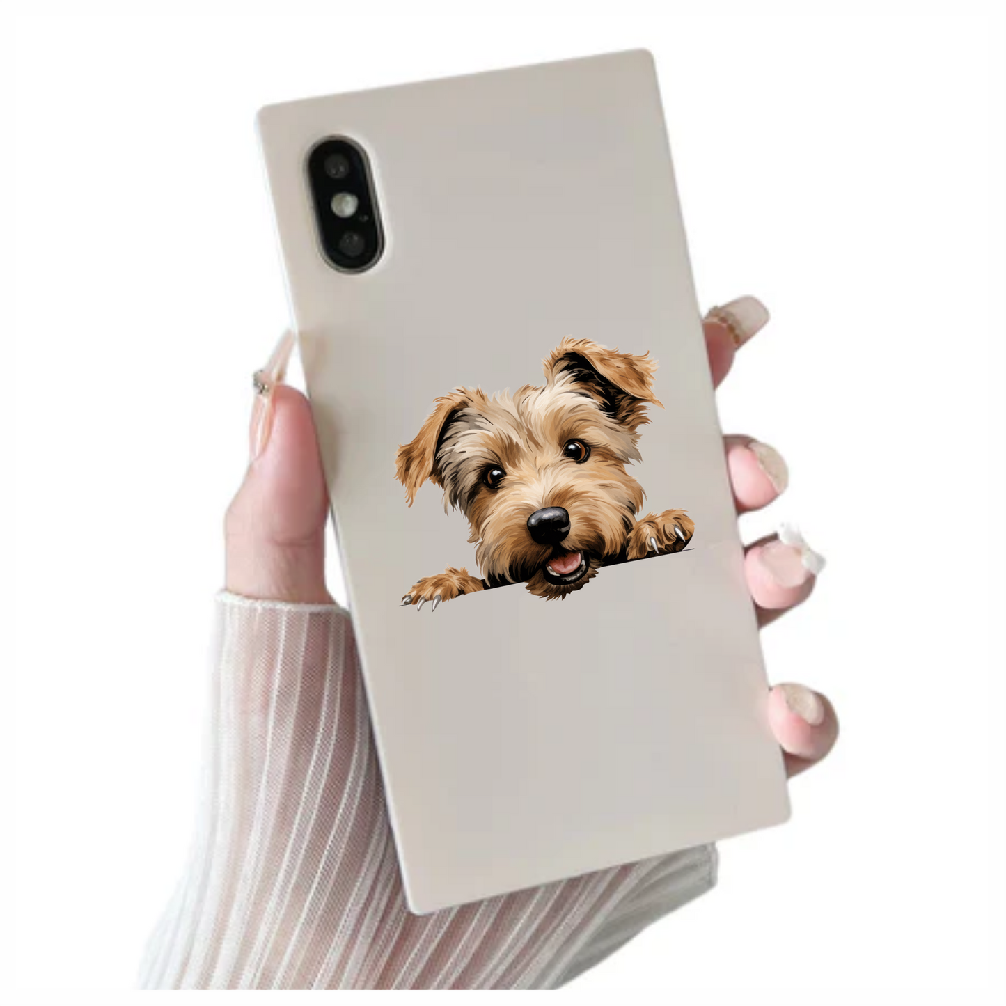 Brown Dog Terrier Happy Face Vinyl Sticker Decal