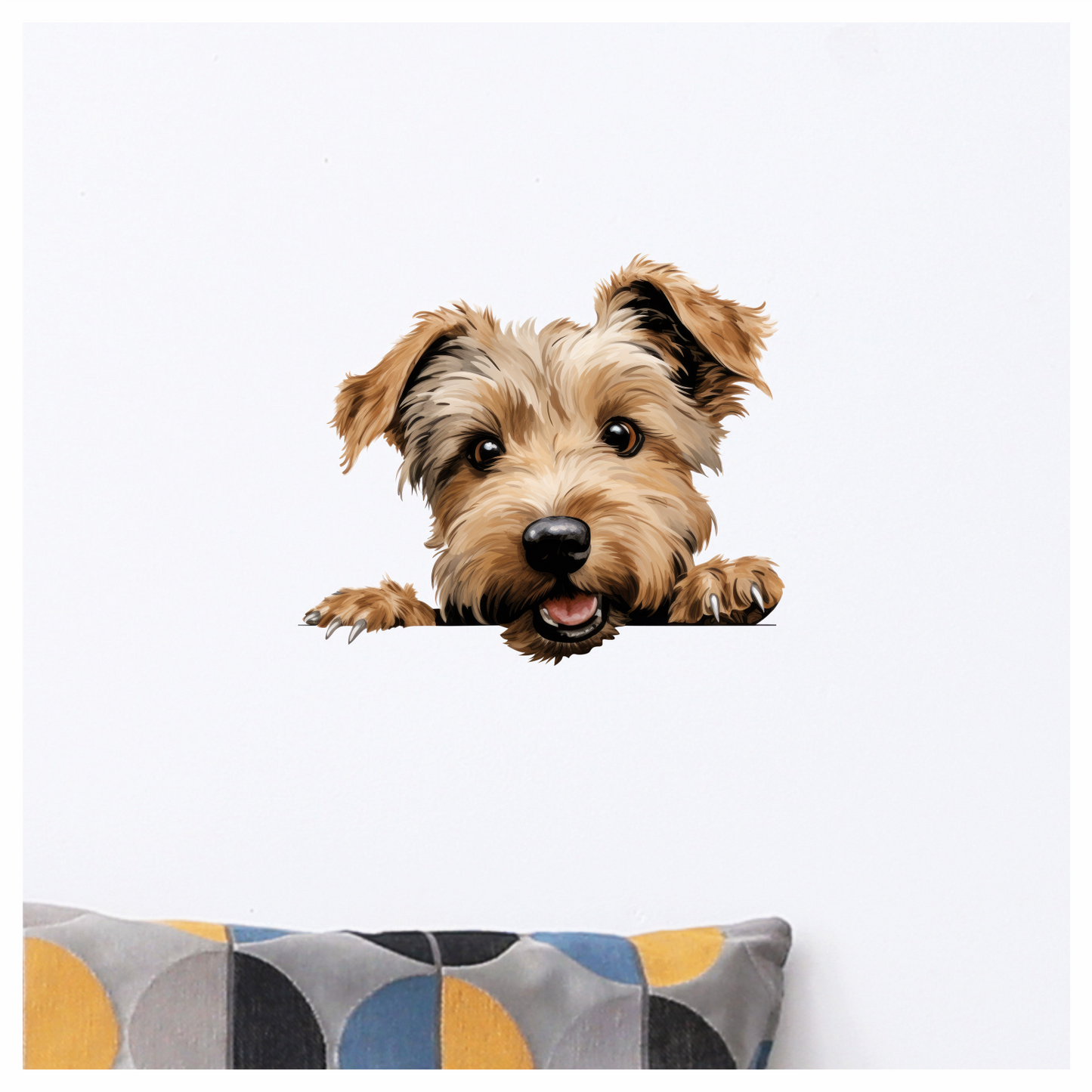 Brown Dog Terrier Happy Face Vinyl Sticker Decal