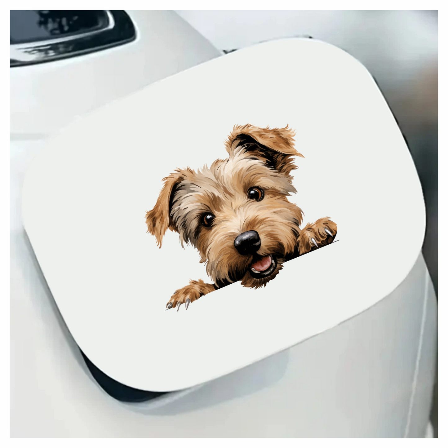 Brown Dog Terrier Happy Face Vinyl Sticker Decal