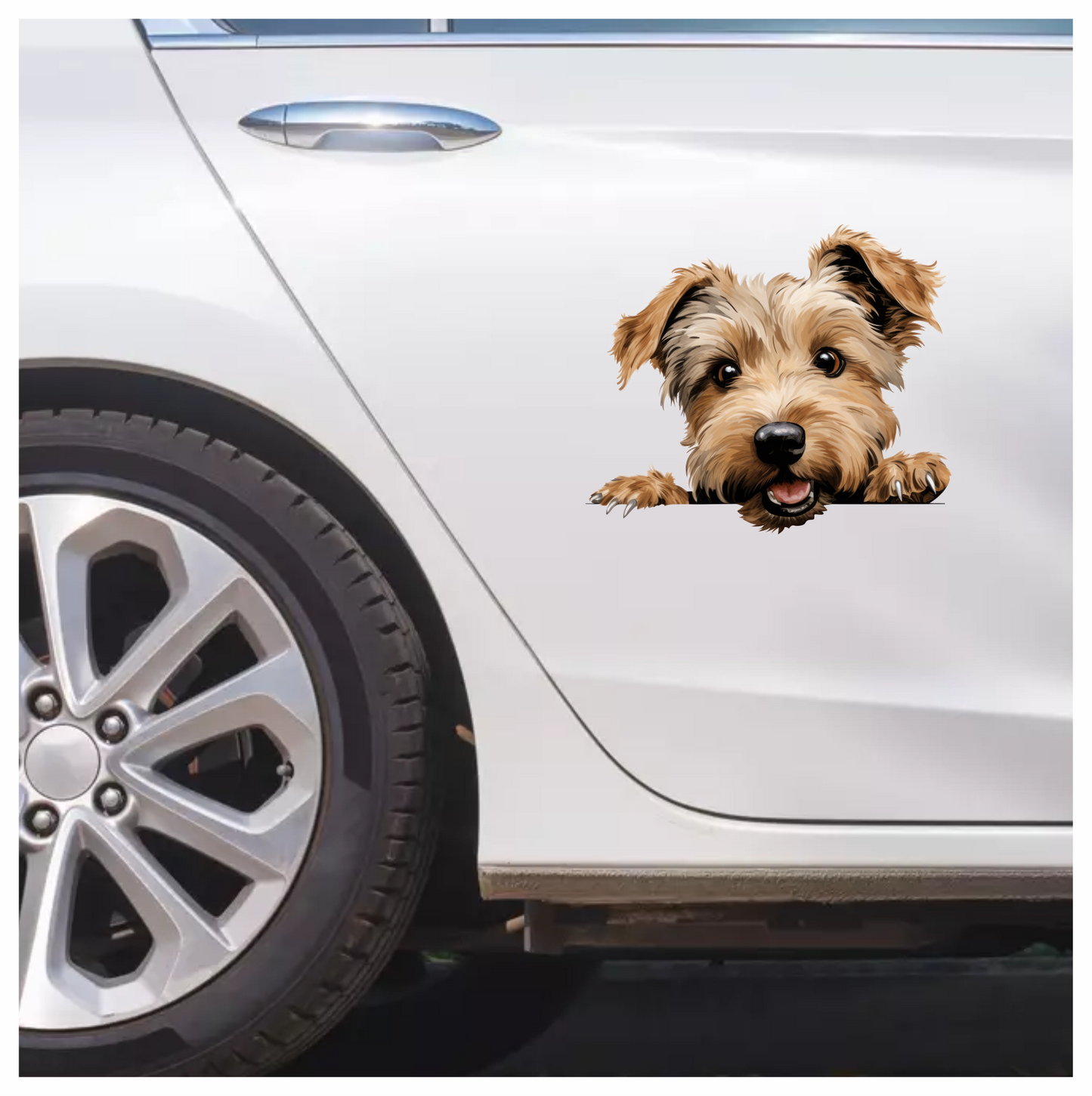Brown Dog Terrier Happy Face Vinyl Sticker Decal