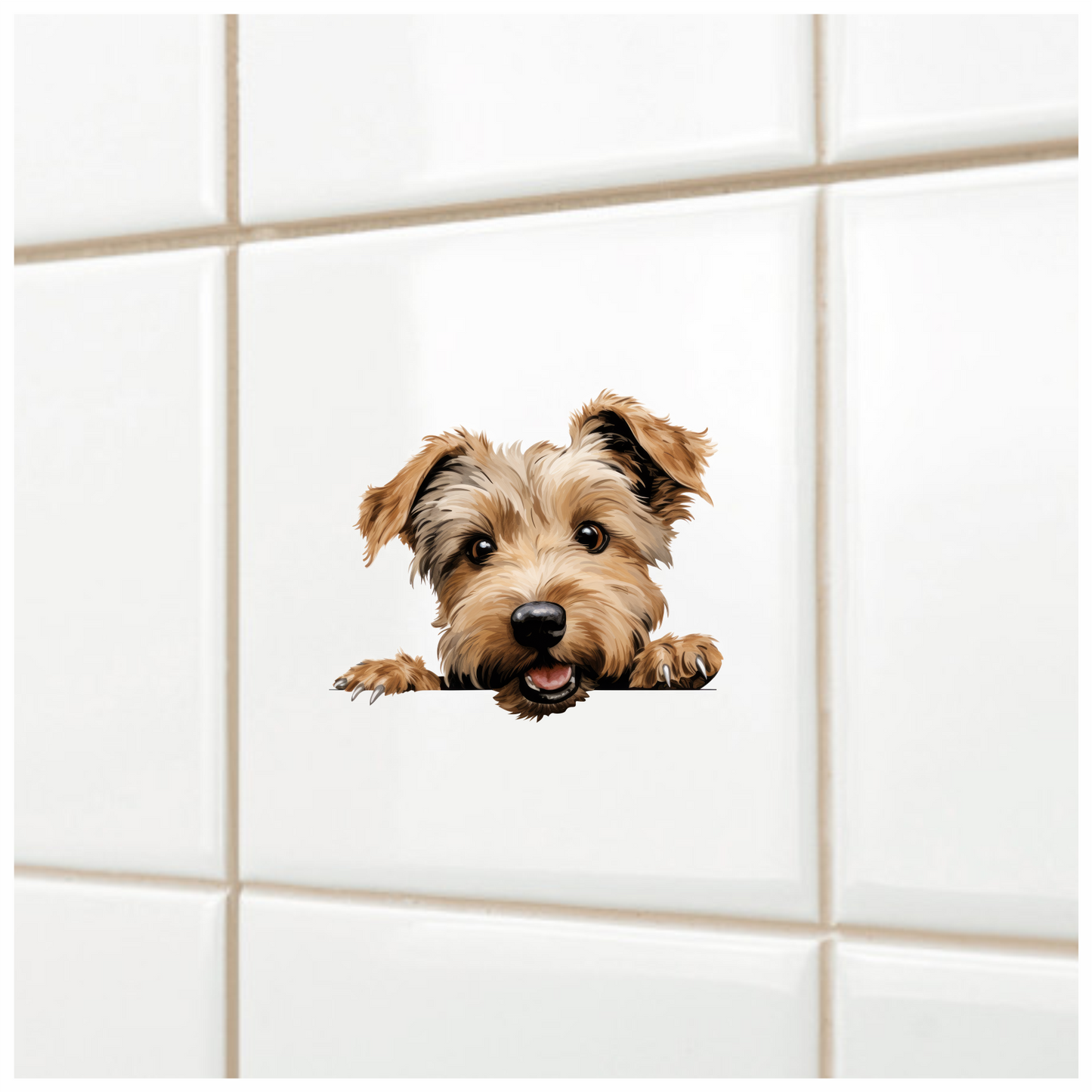 Brown Dog Terrier Happy Face Vinyl Sticker Decal