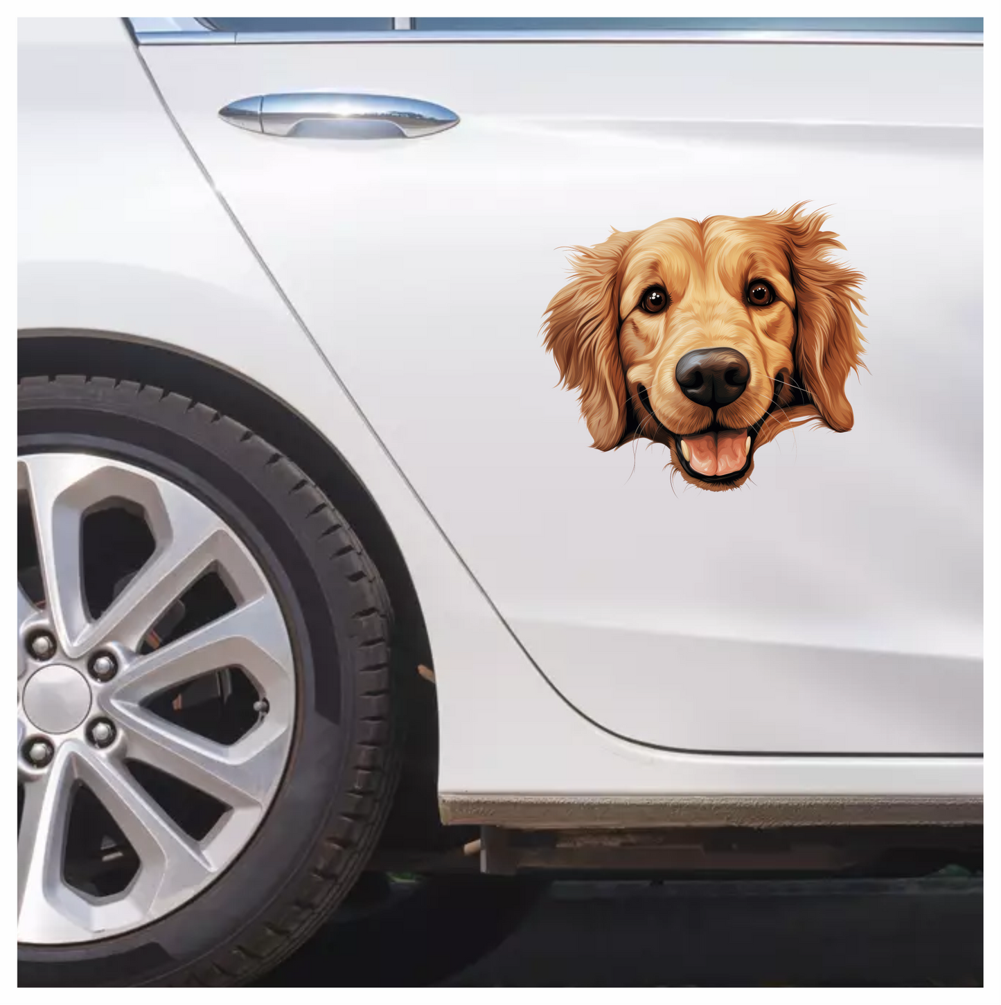 Golden Retriever Dog Face Smiling Vinyl Sticker Decal