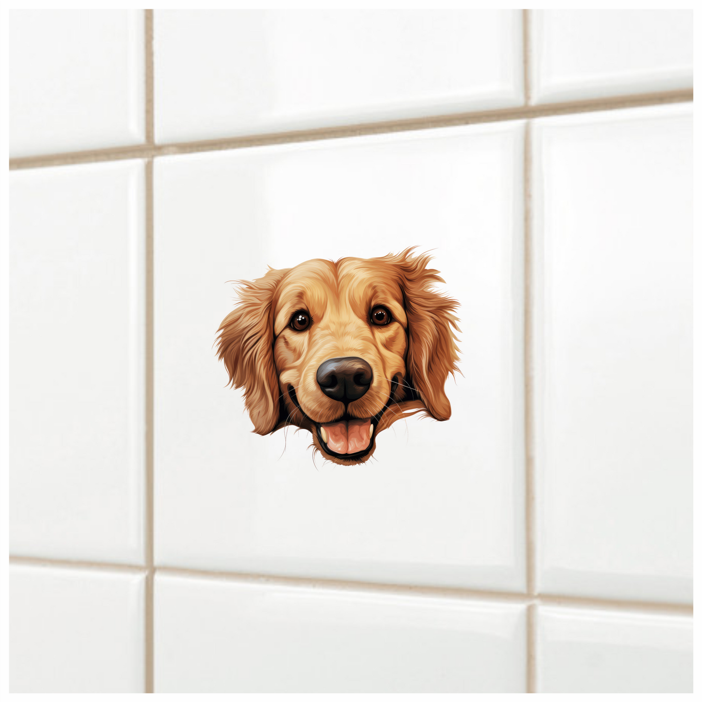 Golden Retriever Dog Face Smiling Vinyl Sticker Decal
