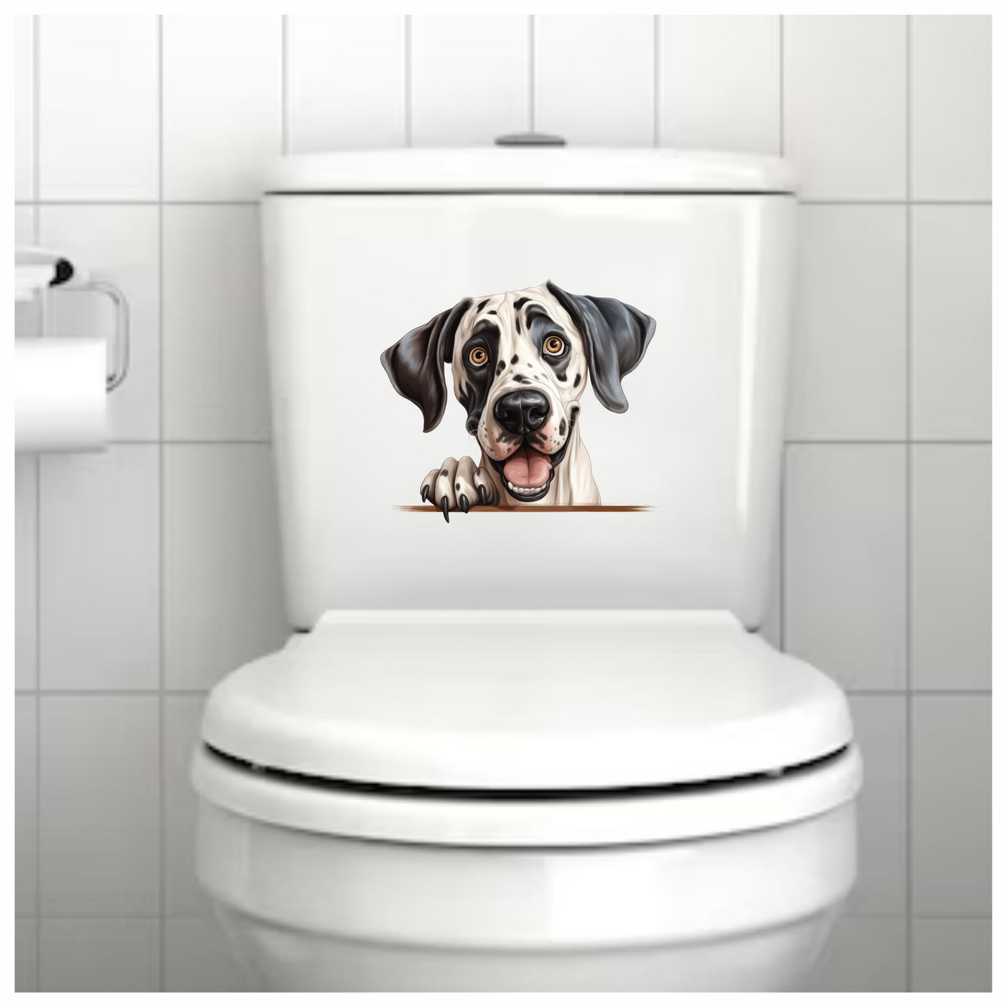 White Black Dog Dalmatian Happy Face Vinyl Sticker Decal