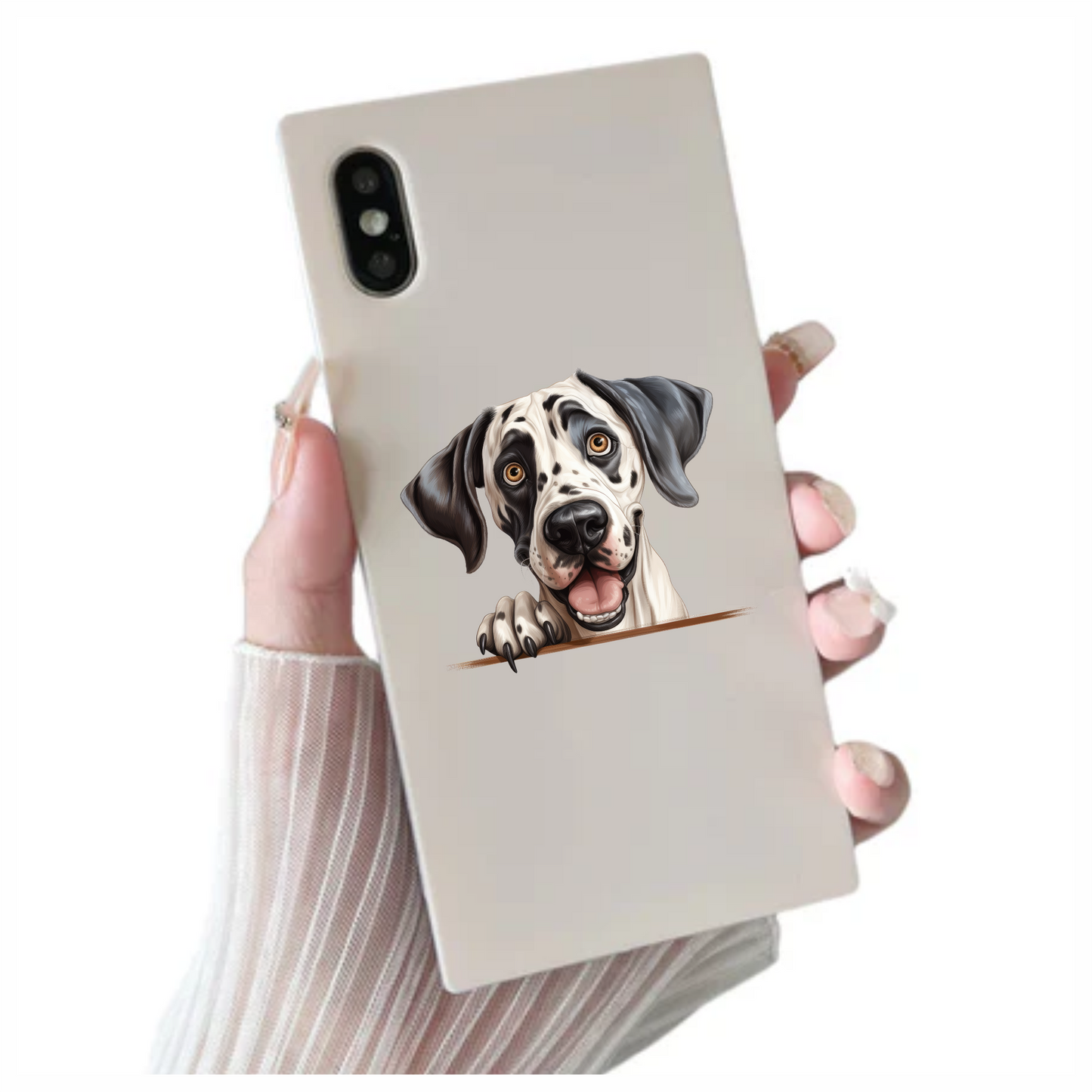 White Black Dog Dalmatian Happy Face Vinyl Sticker Decal