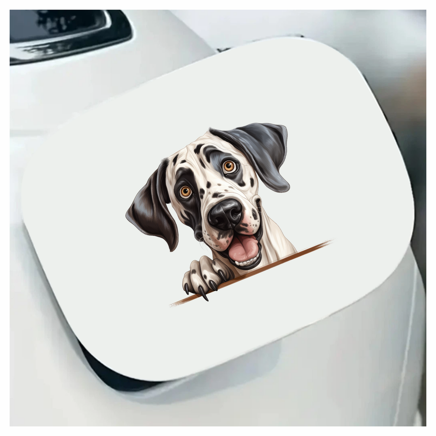 White Black Dog Dalmatian Happy Face Vinyl Sticker Decal