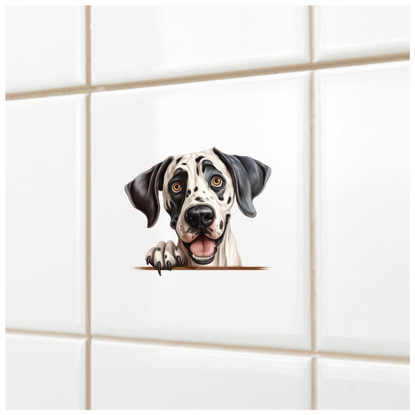 White Black Dog Dalmatian Happy Face Vinyl Sticker Decal