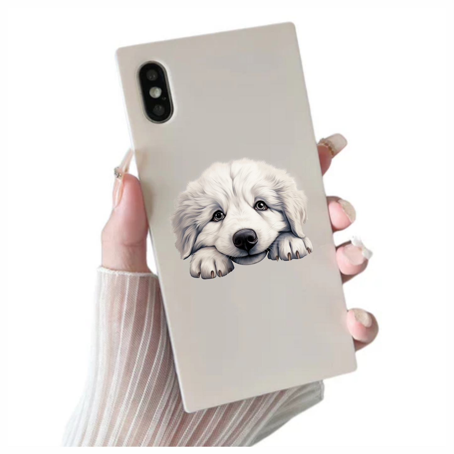White Puppy Dog Cute Fluffy Vinyl Sticker Decal