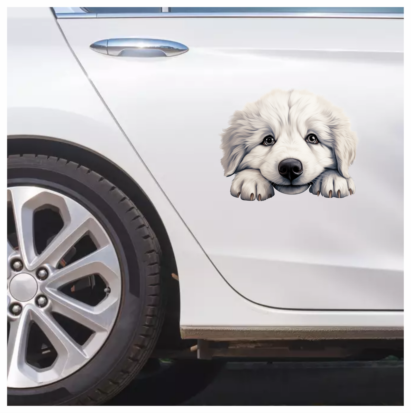 White Puppy Dog Cute Fluffy Vinyl Sticker Decal