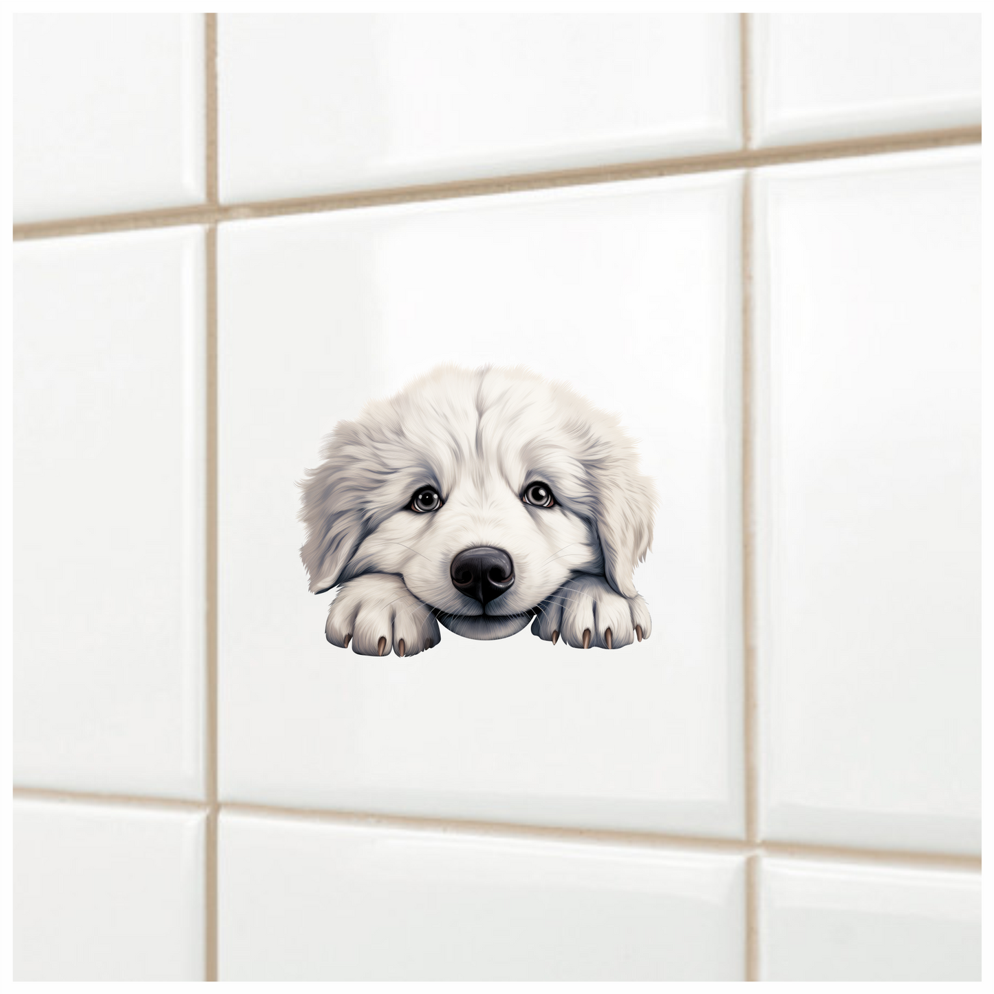 White Puppy Dog Cute Fluffy Vinyl Sticker Decal