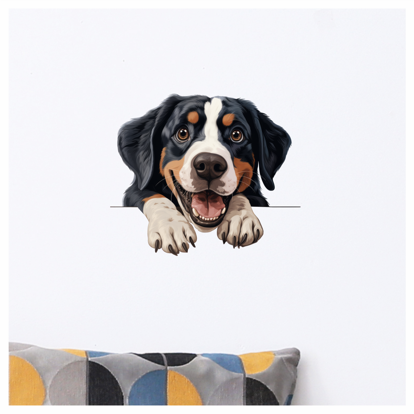 Black Dog Bernese Mountain Happy Vinyl Sticker Decal