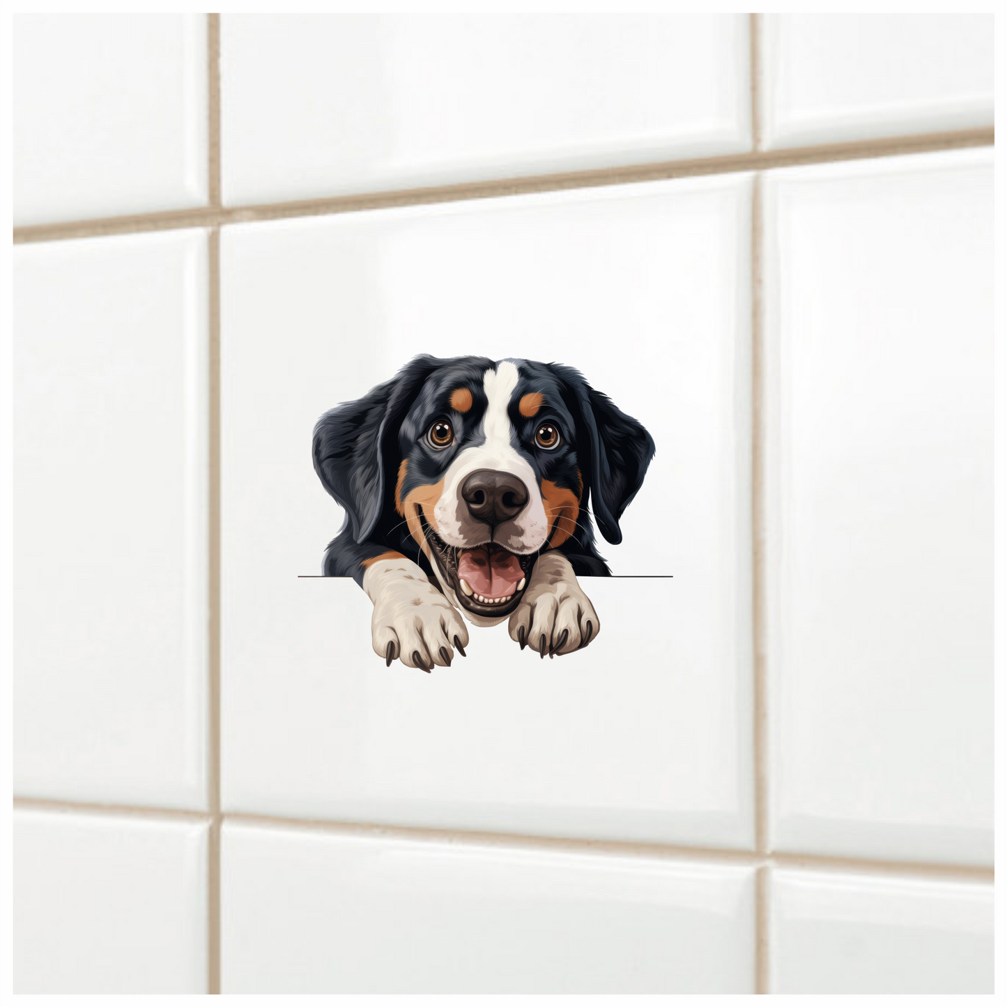 Black Dog Bernese Mountain Happy Vinyl Sticker Decal