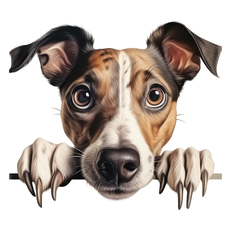Brown White Dog Terrier Face Vinyl Sticker Decal