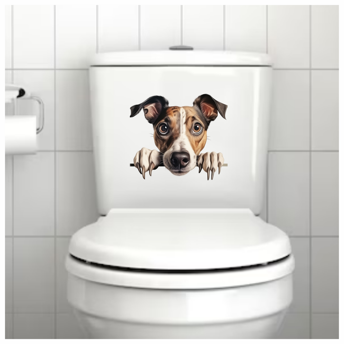 Brown White Dog Terrier Face Vinyl Sticker Decal