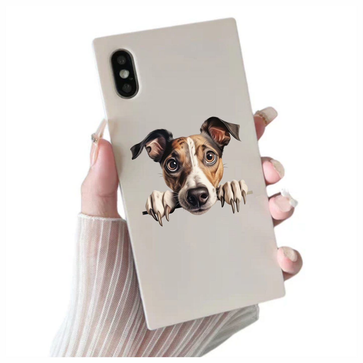 Brown White Dog Terrier Face Vinyl Sticker Decal