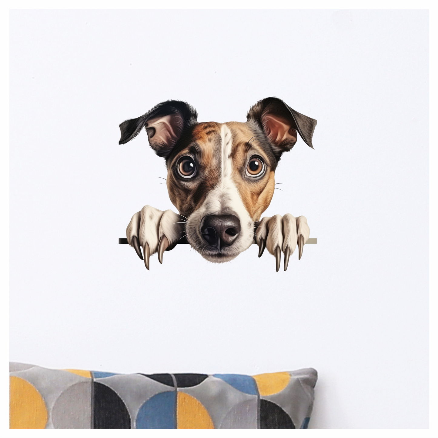 Brown White Dog Terrier Face Vinyl Sticker Decal