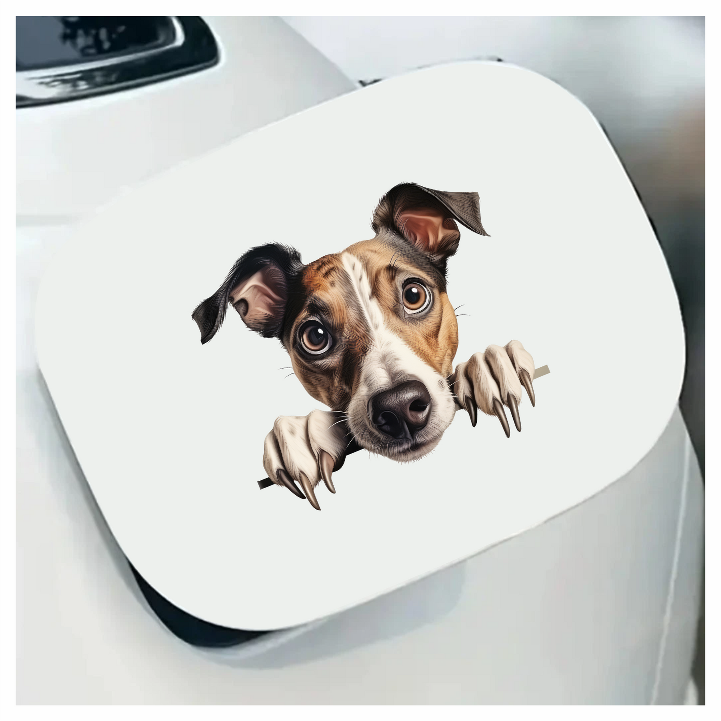 Brown White Dog Terrier Face Vinyl Sticker Decal